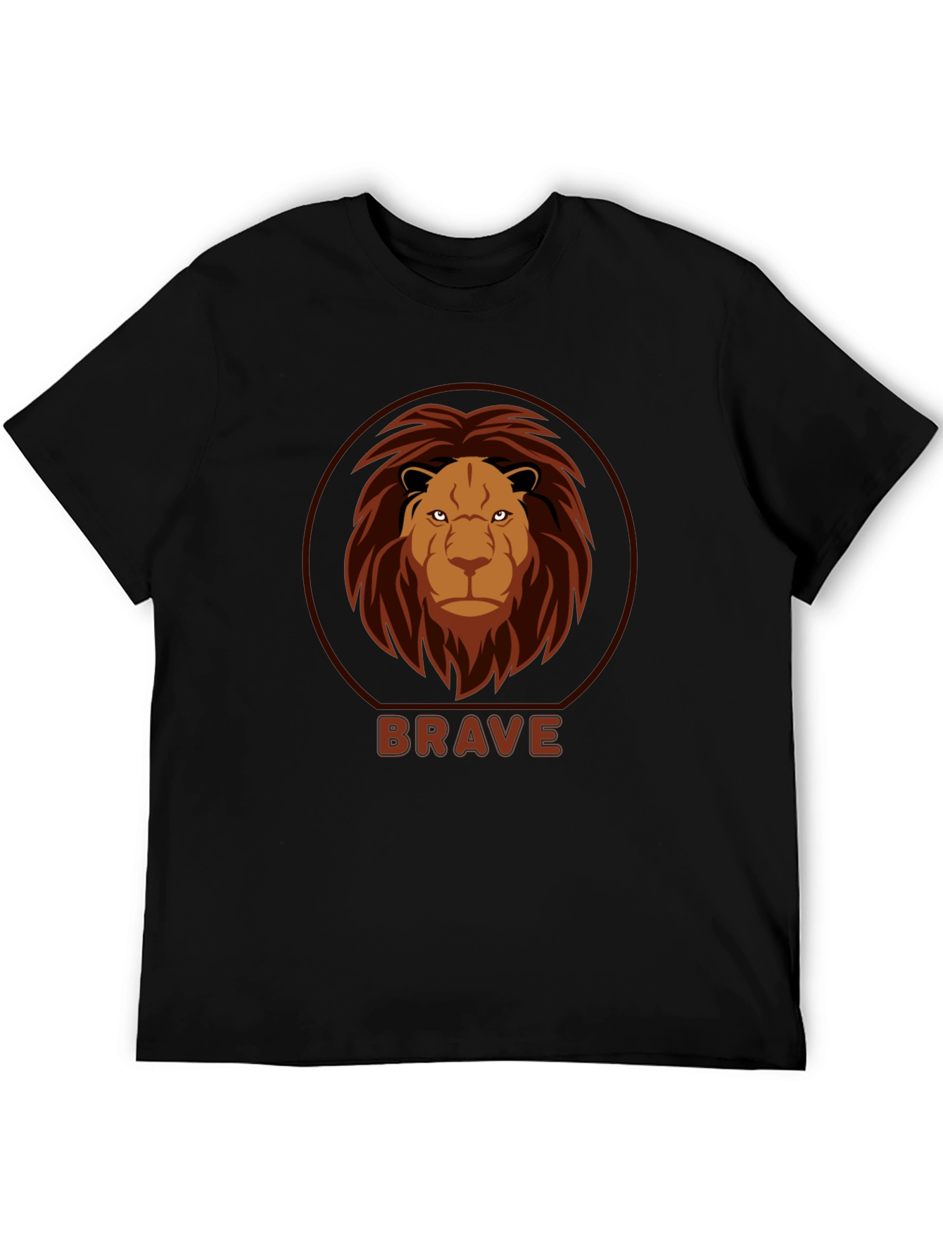 Black Brave Lion Graphic Black T-Shirt view 5