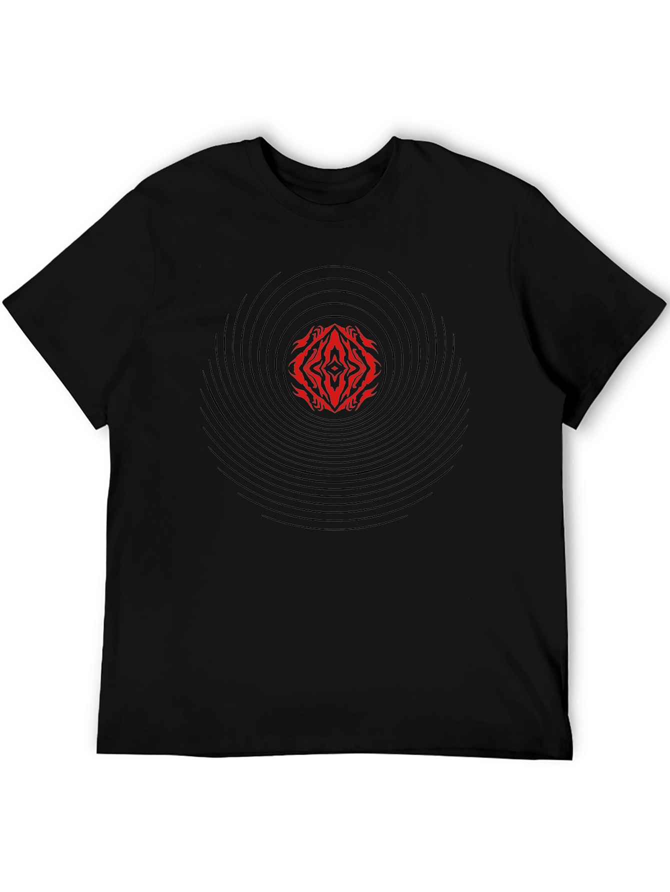 Abstract Vinyl Record Graphic Tee - Black Cotton Blend - 5