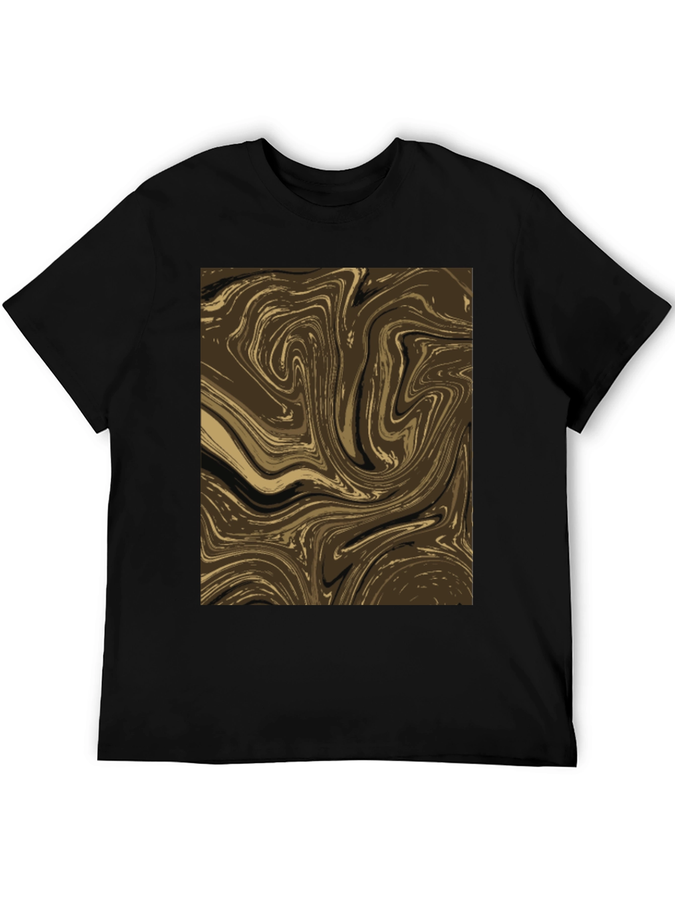 Black Abstract Swirl Graphic Tee - Brown view 5