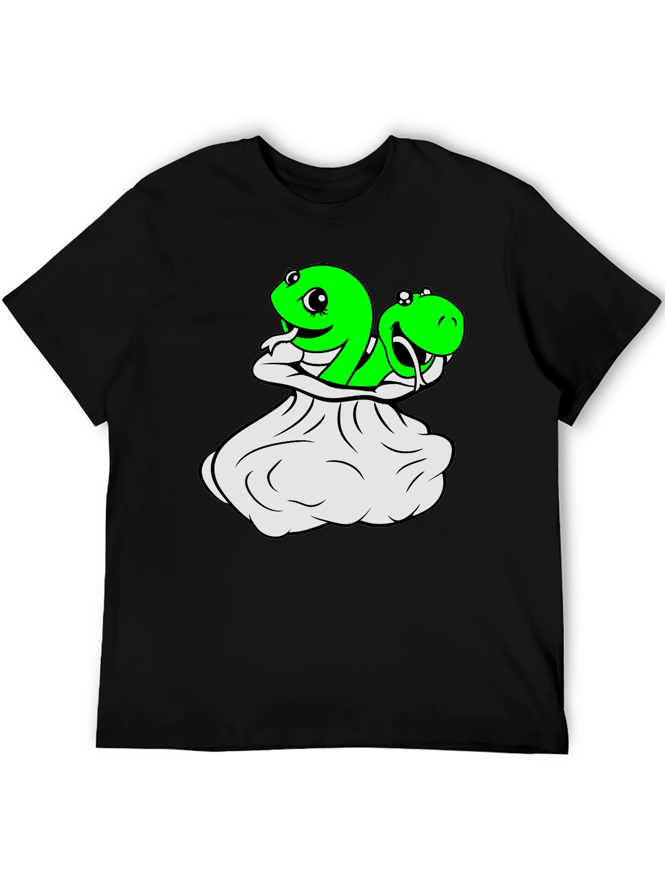Black Funny Snake T-Shirt - Cartoon Snakes in a Sack! view 5