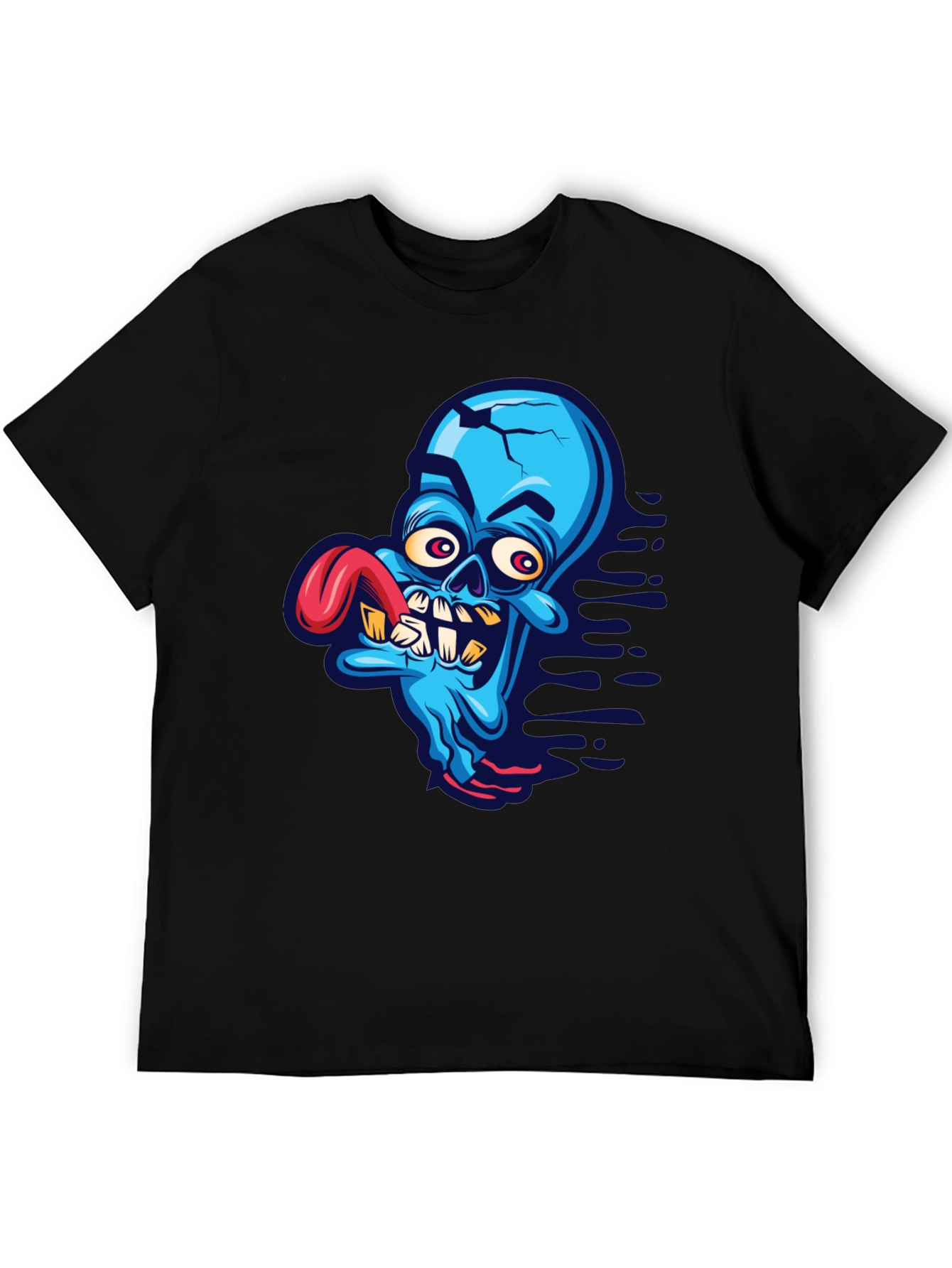 Black Cartoon Zombie Graphic Tee - Blue view 5