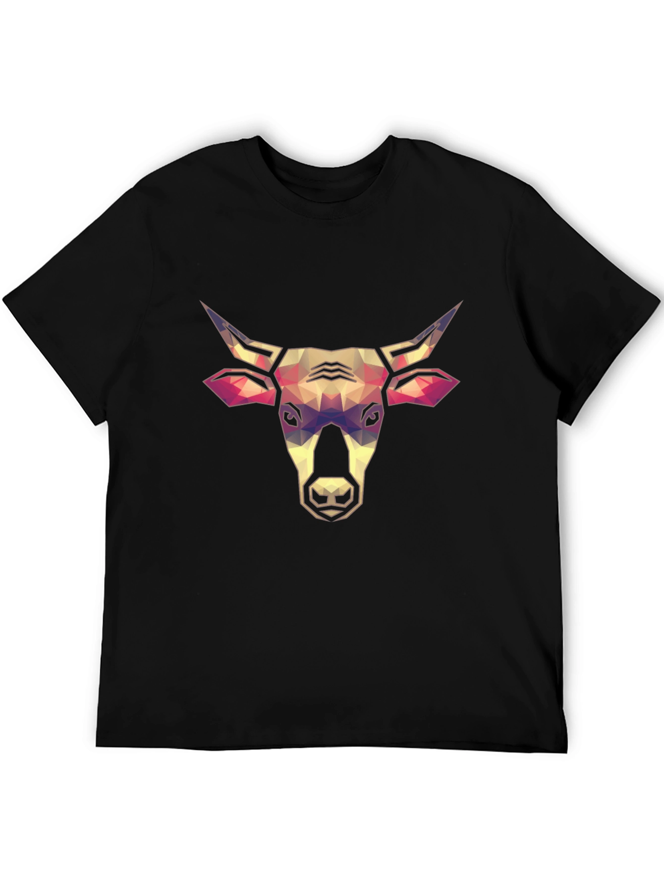 Black Geometric Bull Head Graphic Tee - Stylish Black T-Shirt view 5