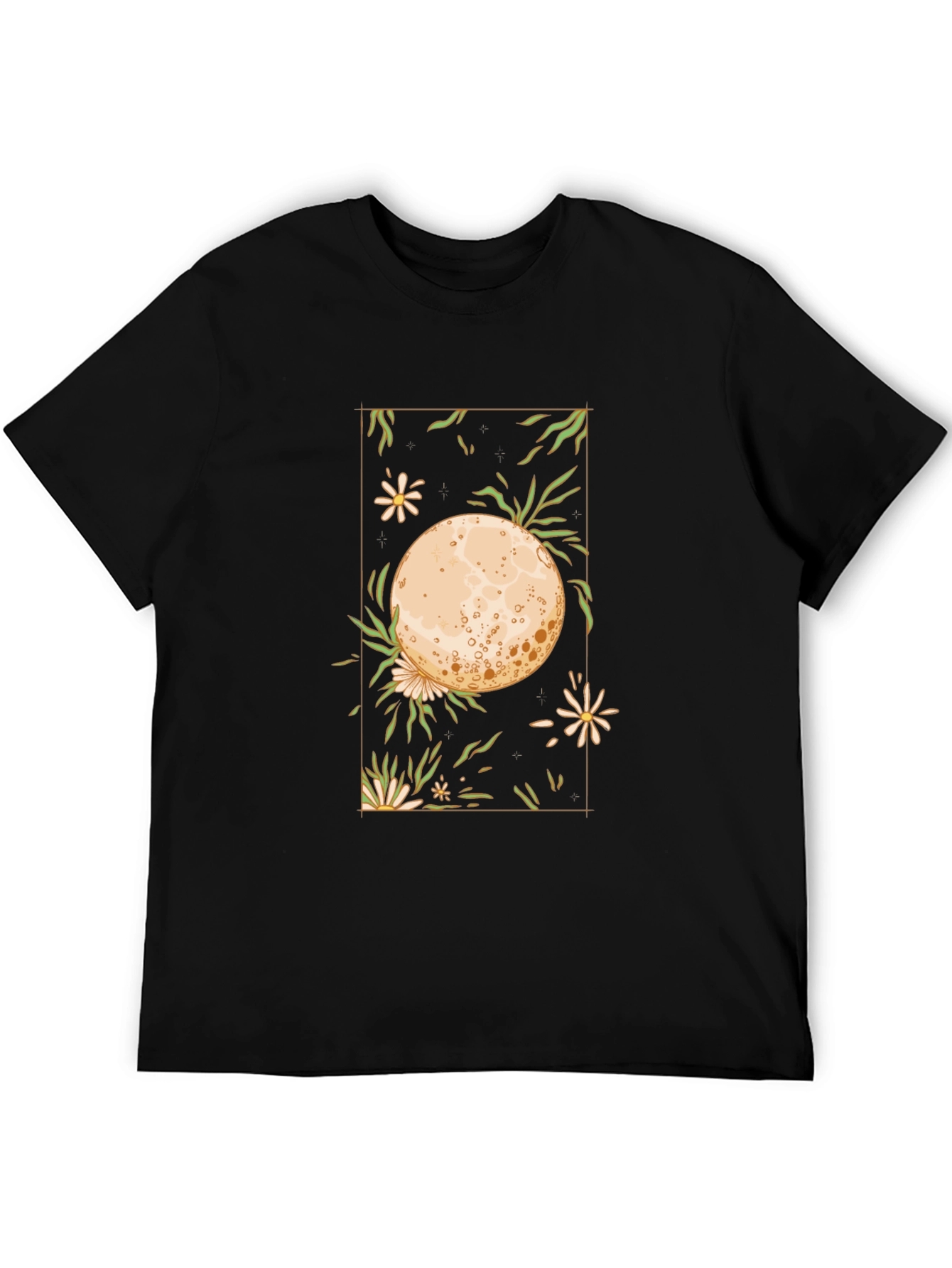 Black Floral Moon Graphic Tee - Unique Design view 5