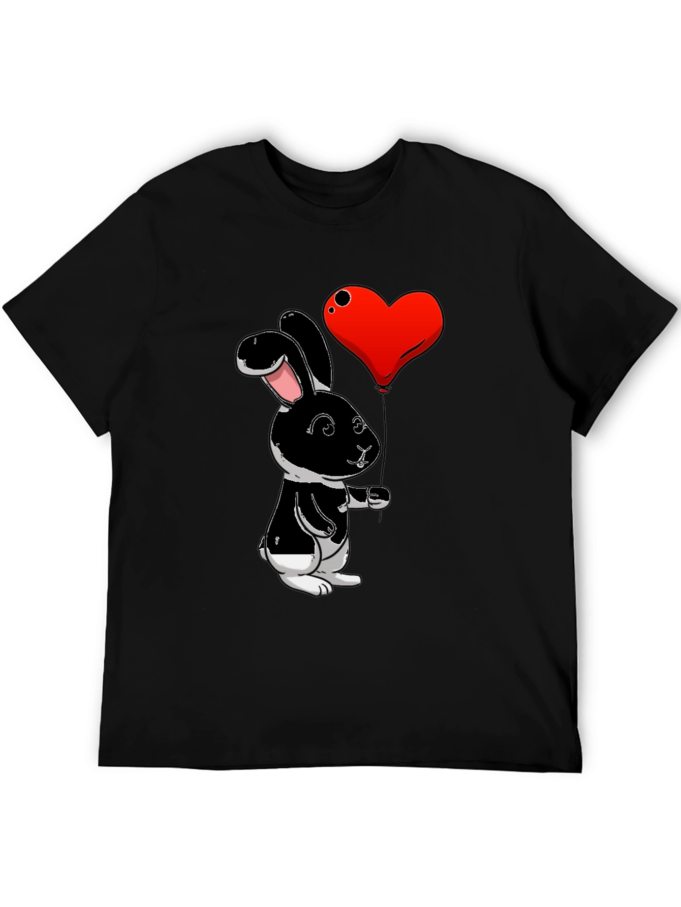 Black Black Bunny Heart Balloon Graphic T-Shirt view 5