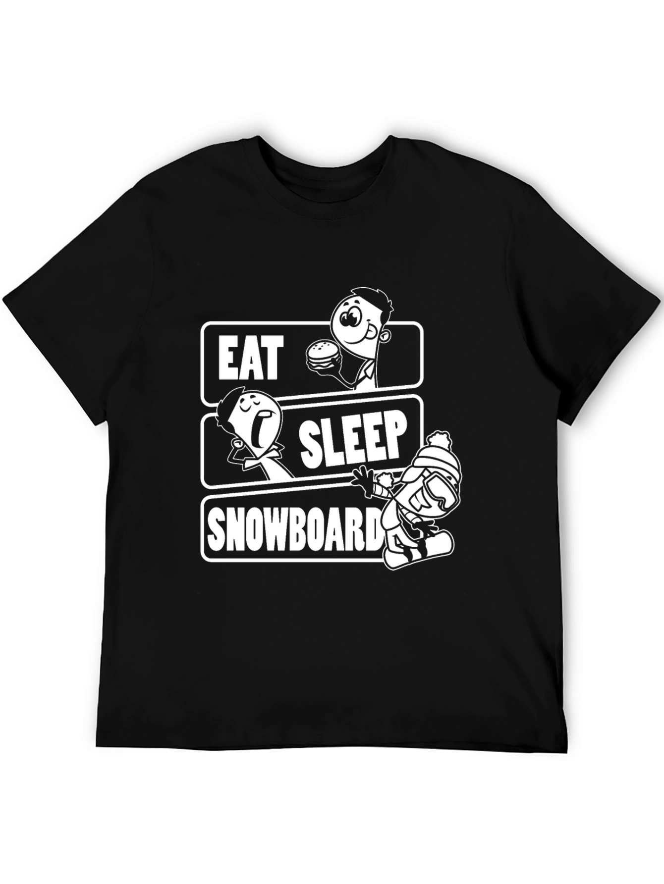 Black Eat Sleep Snowboard Graphic Tee view 5