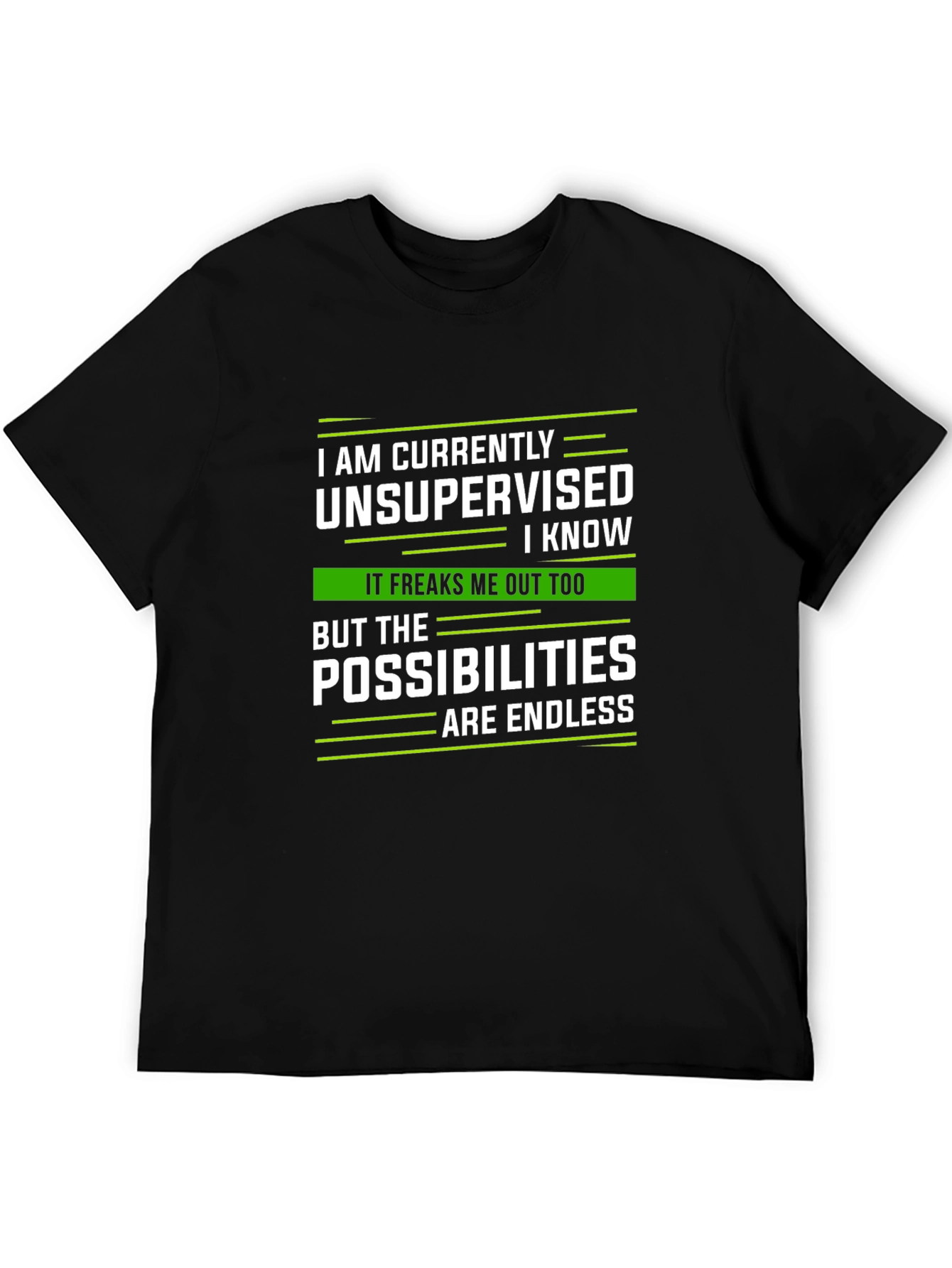 Black Unsupervised Humor T-Shirt view 5