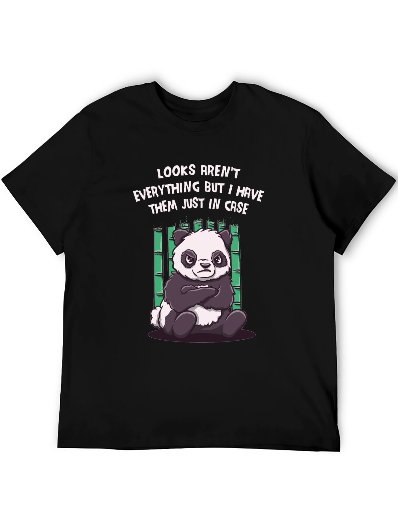 Black Funny Panda T-Shirt: Looks Aren't Everything view 5