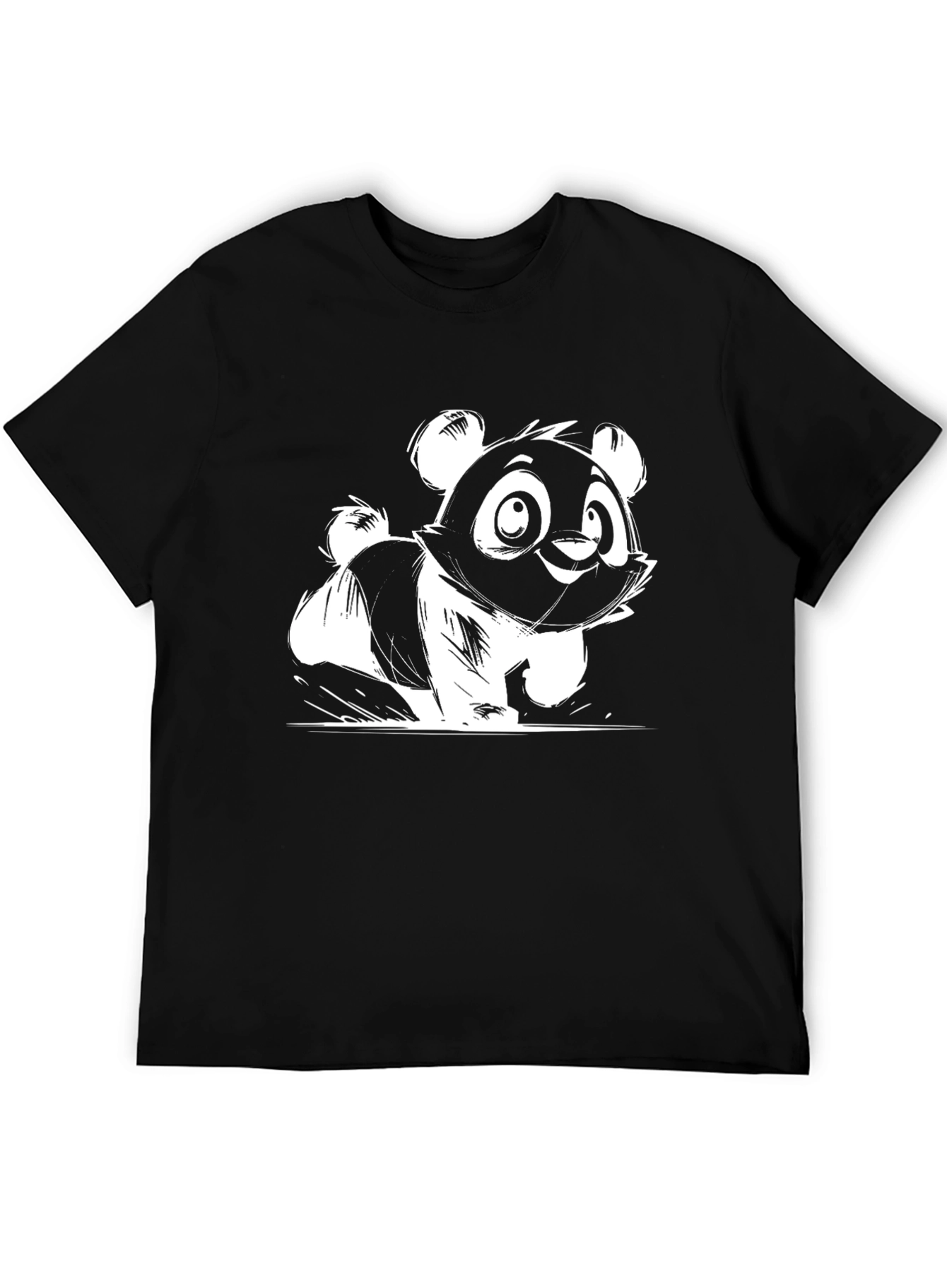 Black Cute Panda Graphic Tee - Black Cotton Blend view 5