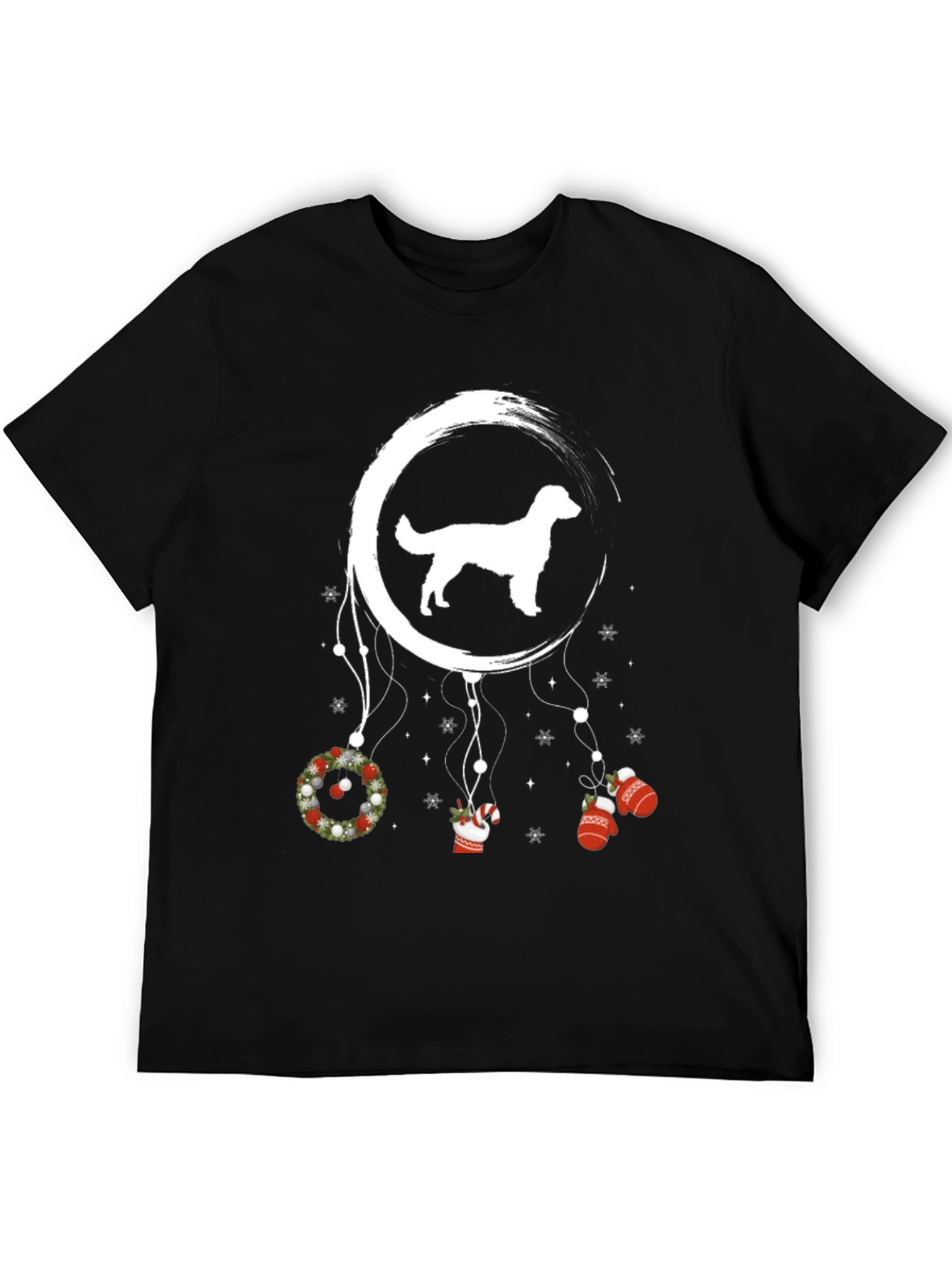 Black Holiday Dog T-Shirt Dream Catcher Design view 5