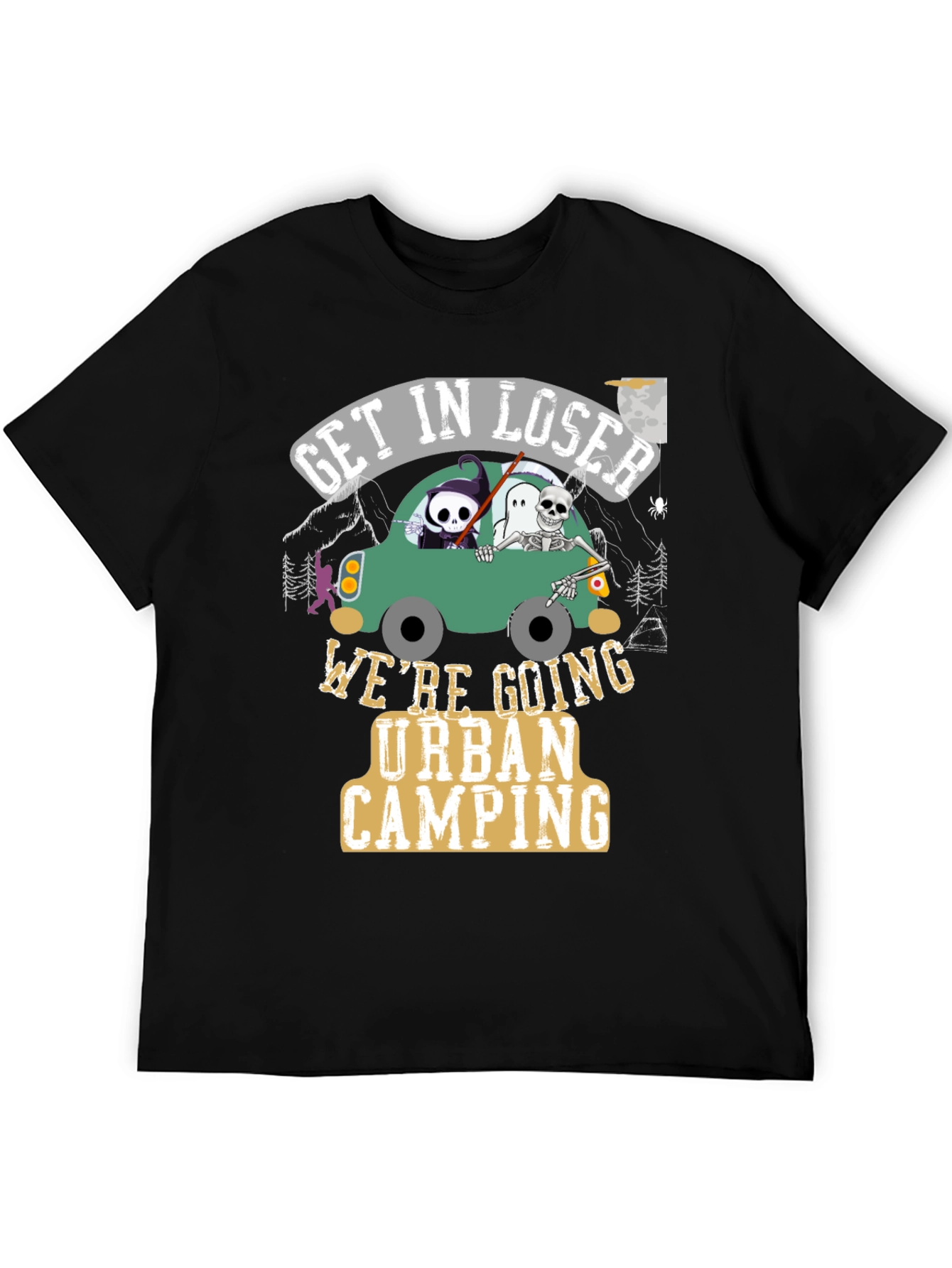 Black Get In Loser Urban Camping T-Shirt view 5