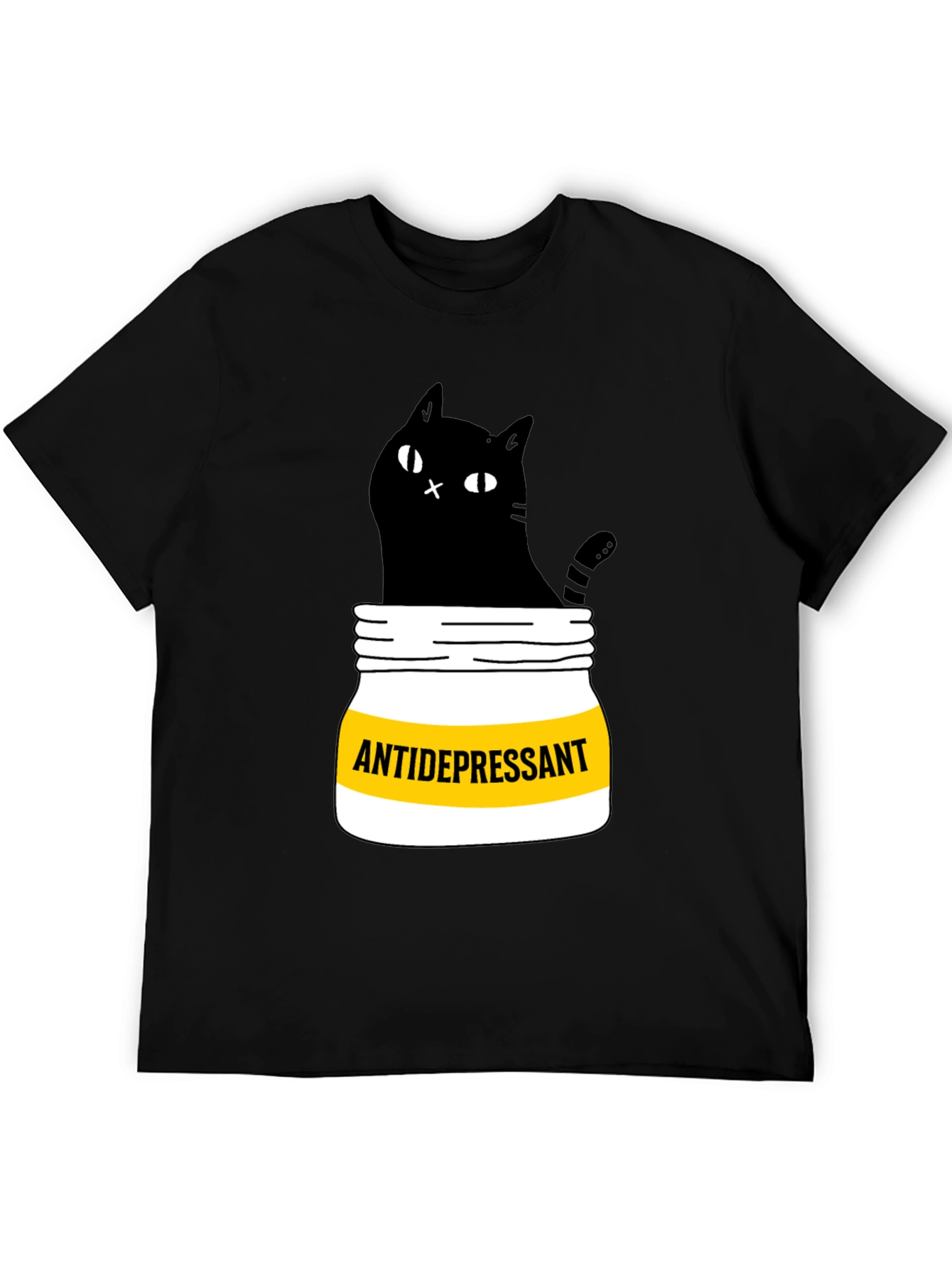 Black Antidepressant Cat T-Shirt - Funny Black Cat Graphic Tee view 5