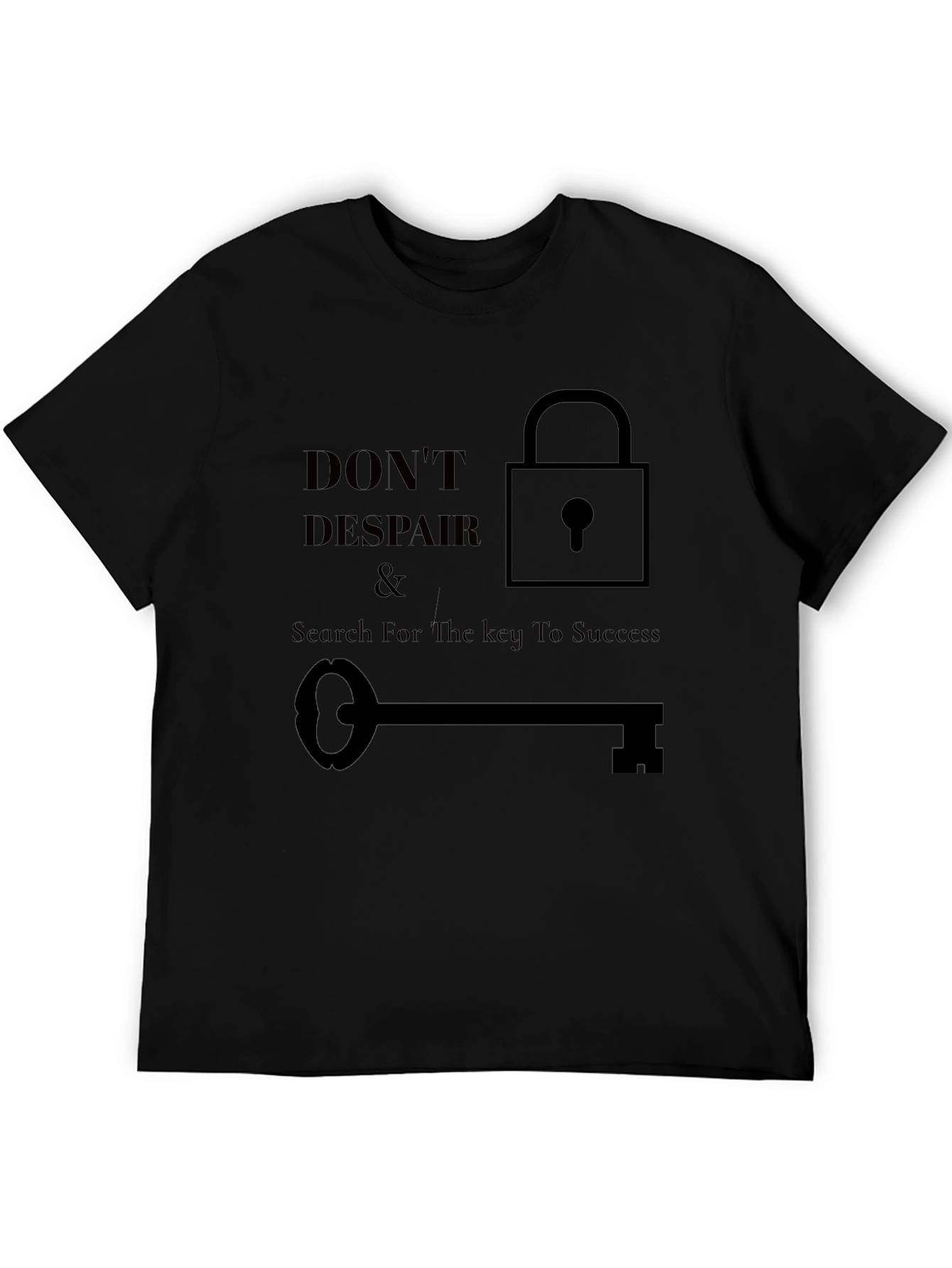 Black Don't Despair Tee: Key to Success Graphic T-Shirt view 5