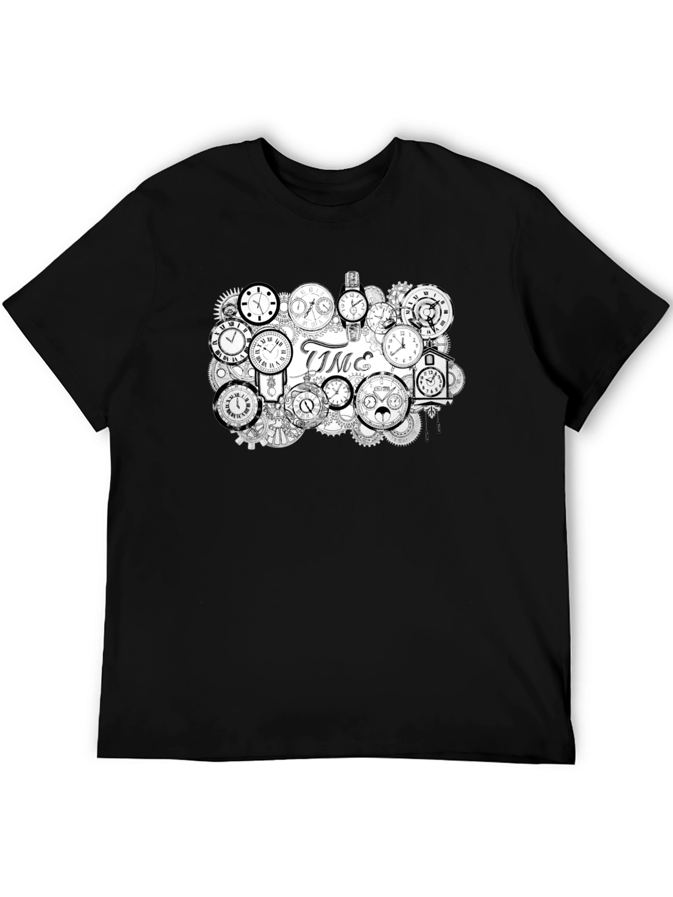Black Timepiece T-Shirt - Clockwork Design view 5