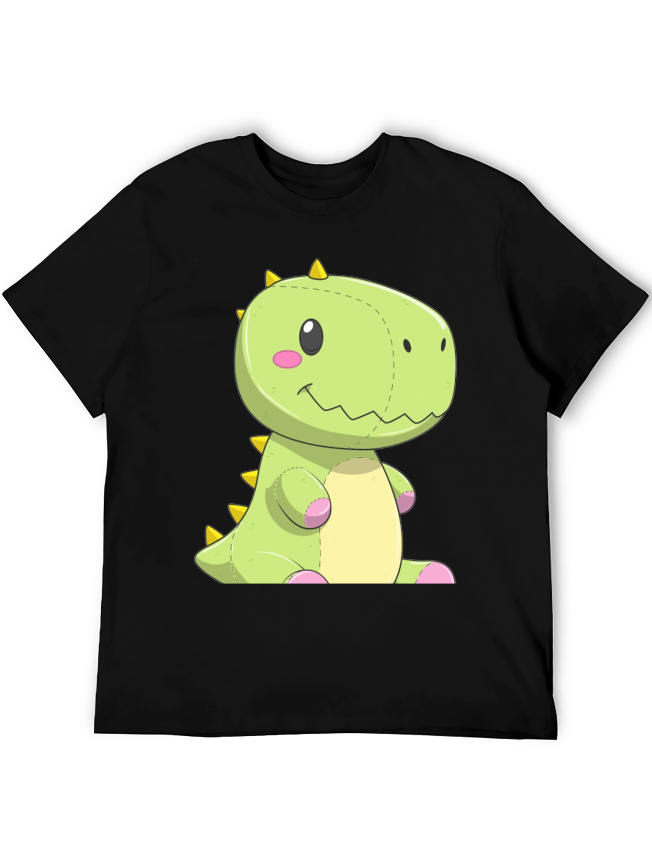 Black Dinosaur Plush Graphic Tee - Black Cotton Shirt view 5