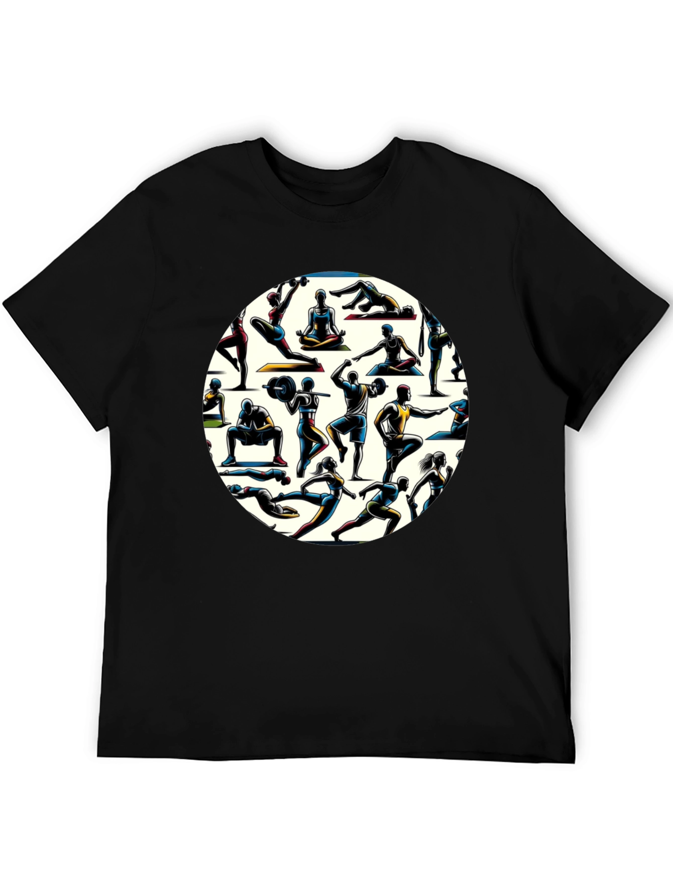 Black Fitness Circle Black T-Shirt view 5