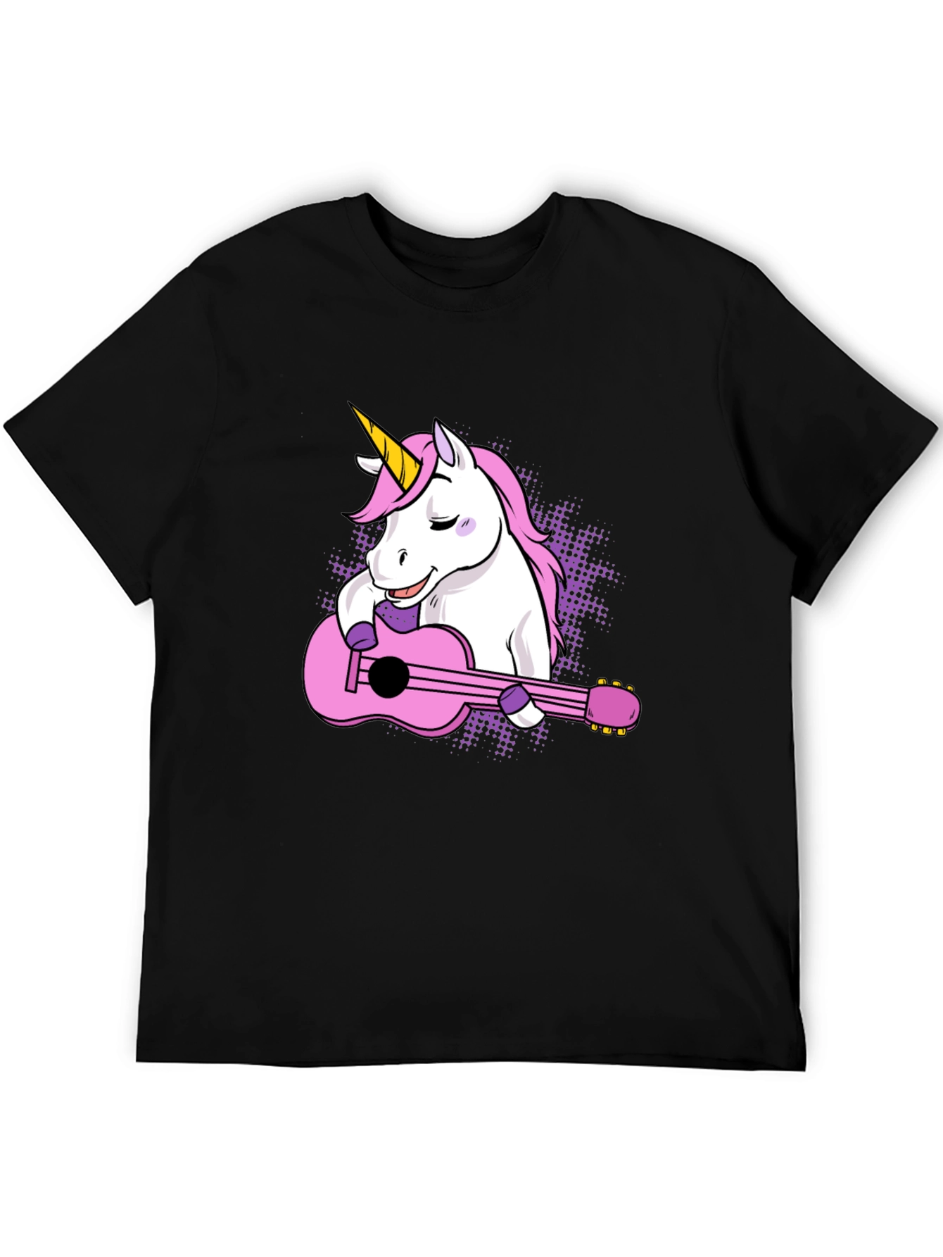 Black Unicorn Guitar T-Shirt - Cute Graphic Tee view 5