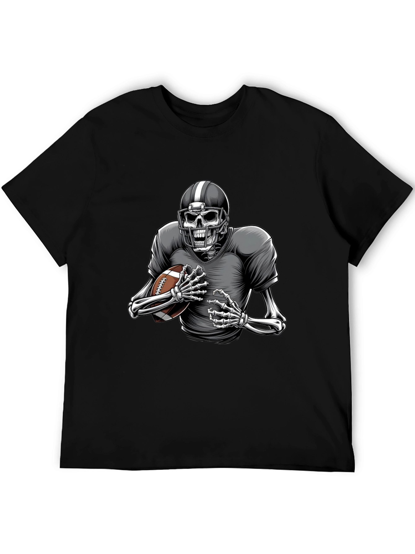 Black Skeleton Football Player Graphic Tee view 5