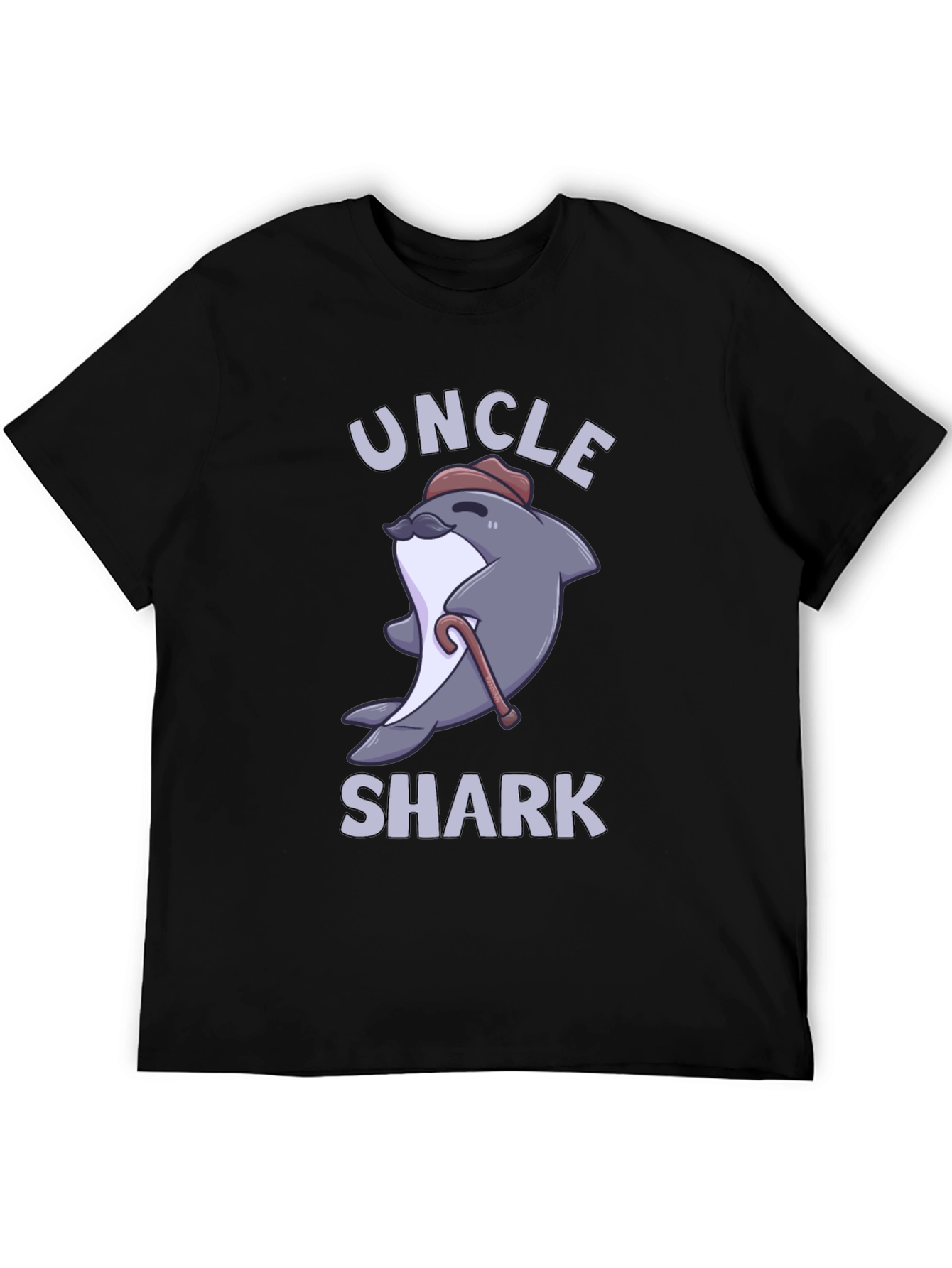 Black Uncle Shark Graphic Tee - Cute Cartoon Shark T-Shirt view 5