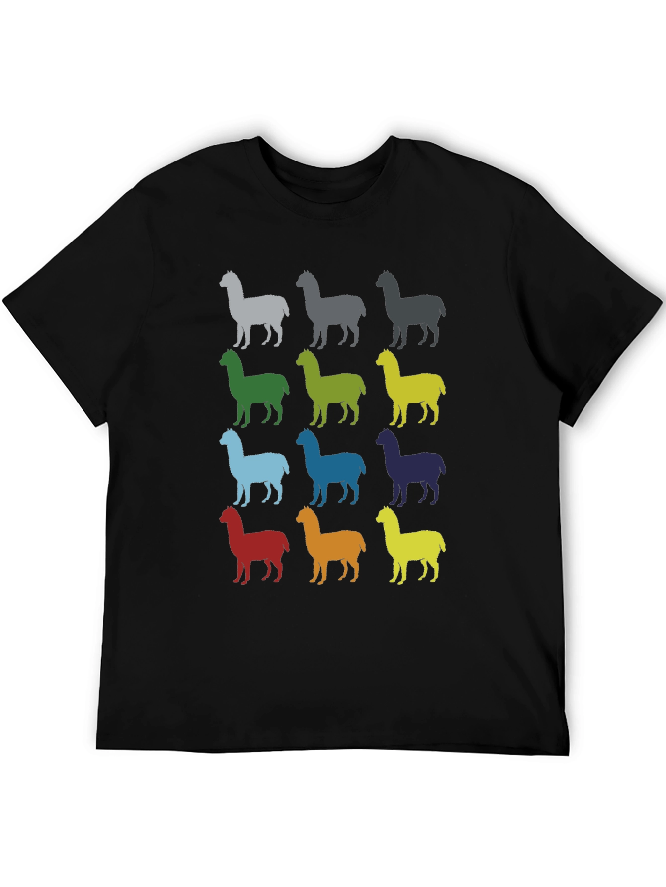 Black Colorful Alpaca Graphic T-Shirt view 5