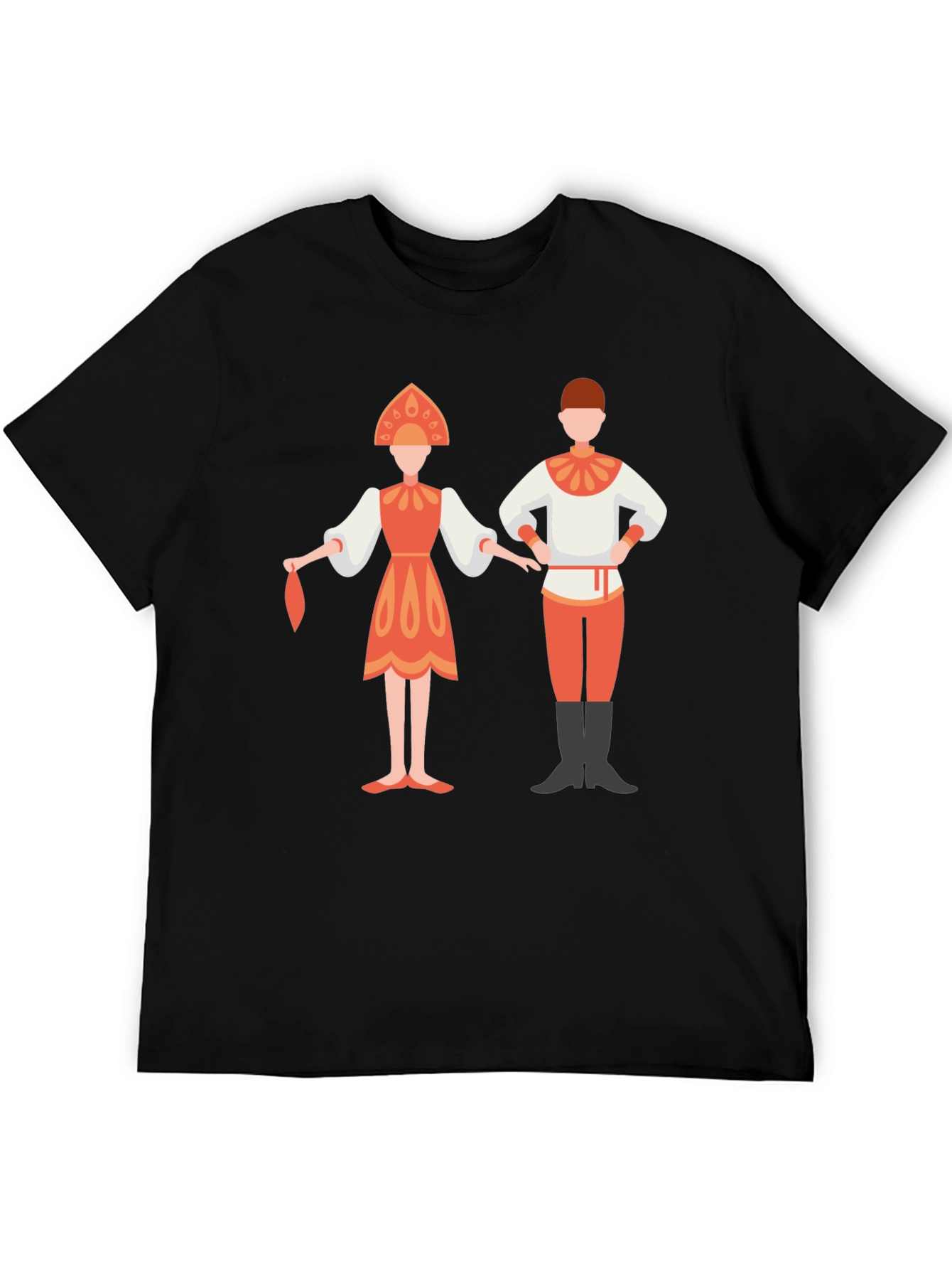 Black Russian Folk Dance Graphic Tee - Black Unisex Shirt view 5