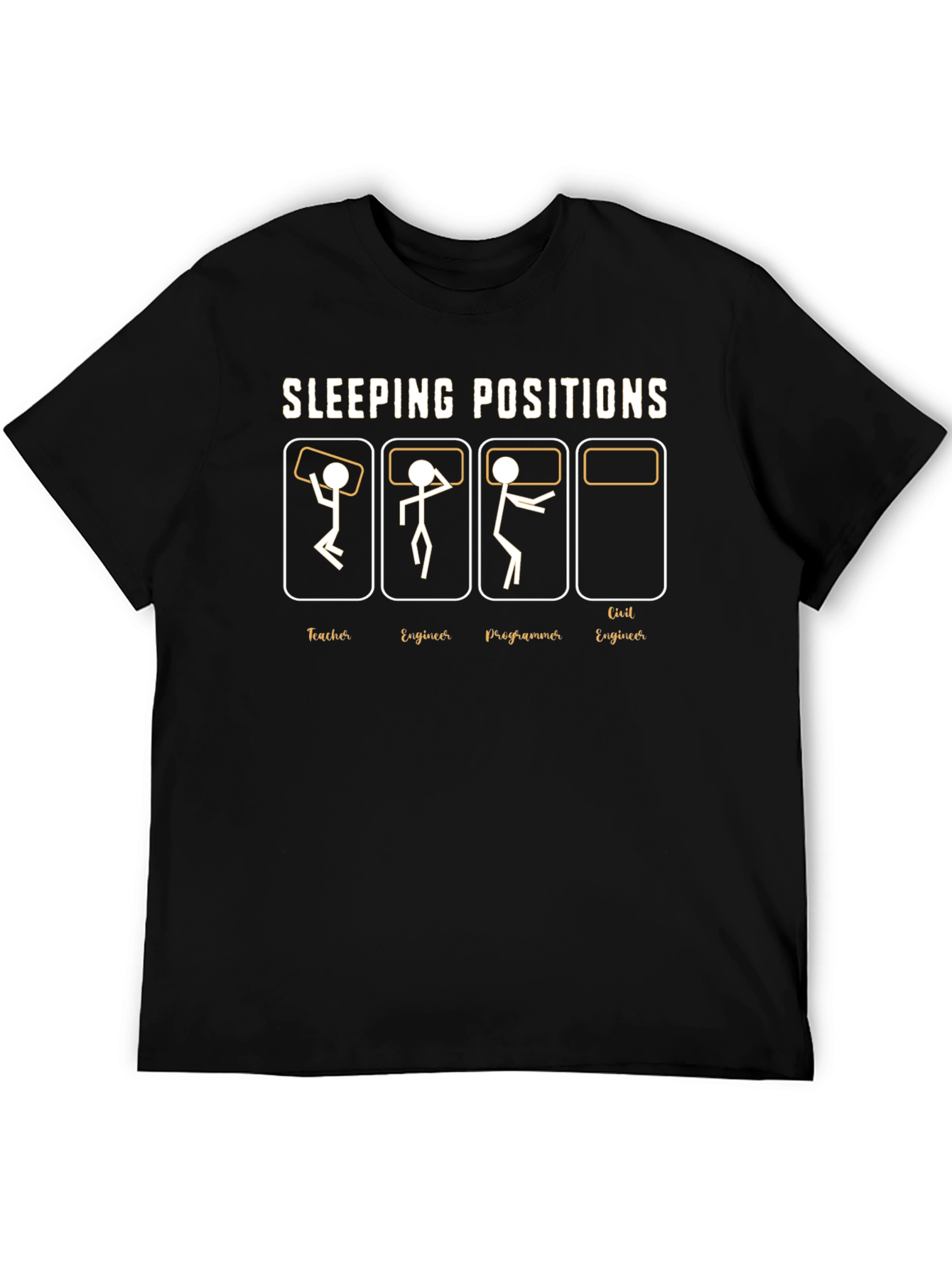 Black Sleeping Positions Funny T-Shirt view 5