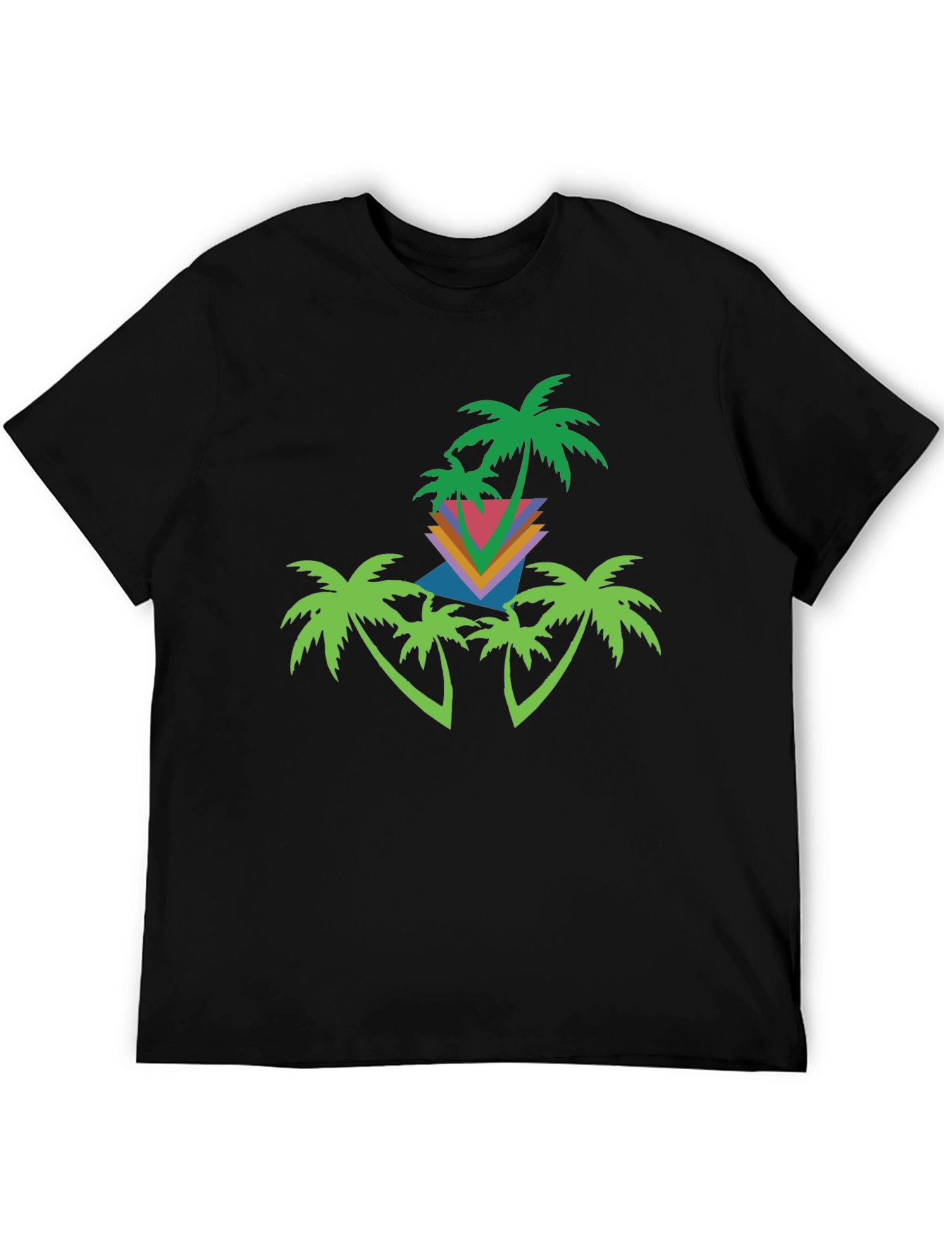 Black Retro Palm Tree Graphic Tee - Black Cotton Blend view 5
