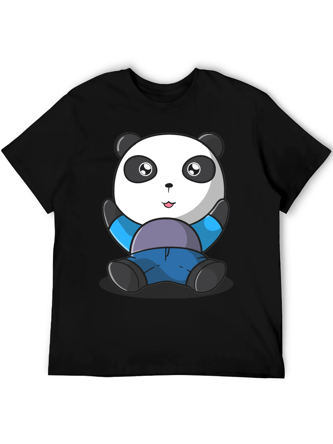 Black Cute Panda Bear Graphic T-Shirt view 5