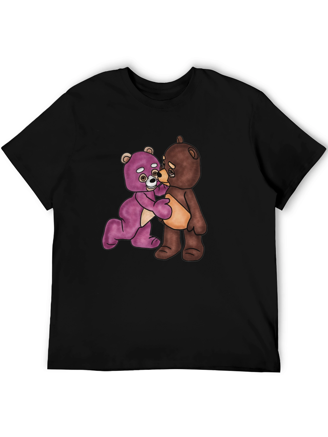 Black Teddy Bears Hug Graphic Black T-Shirt view 5