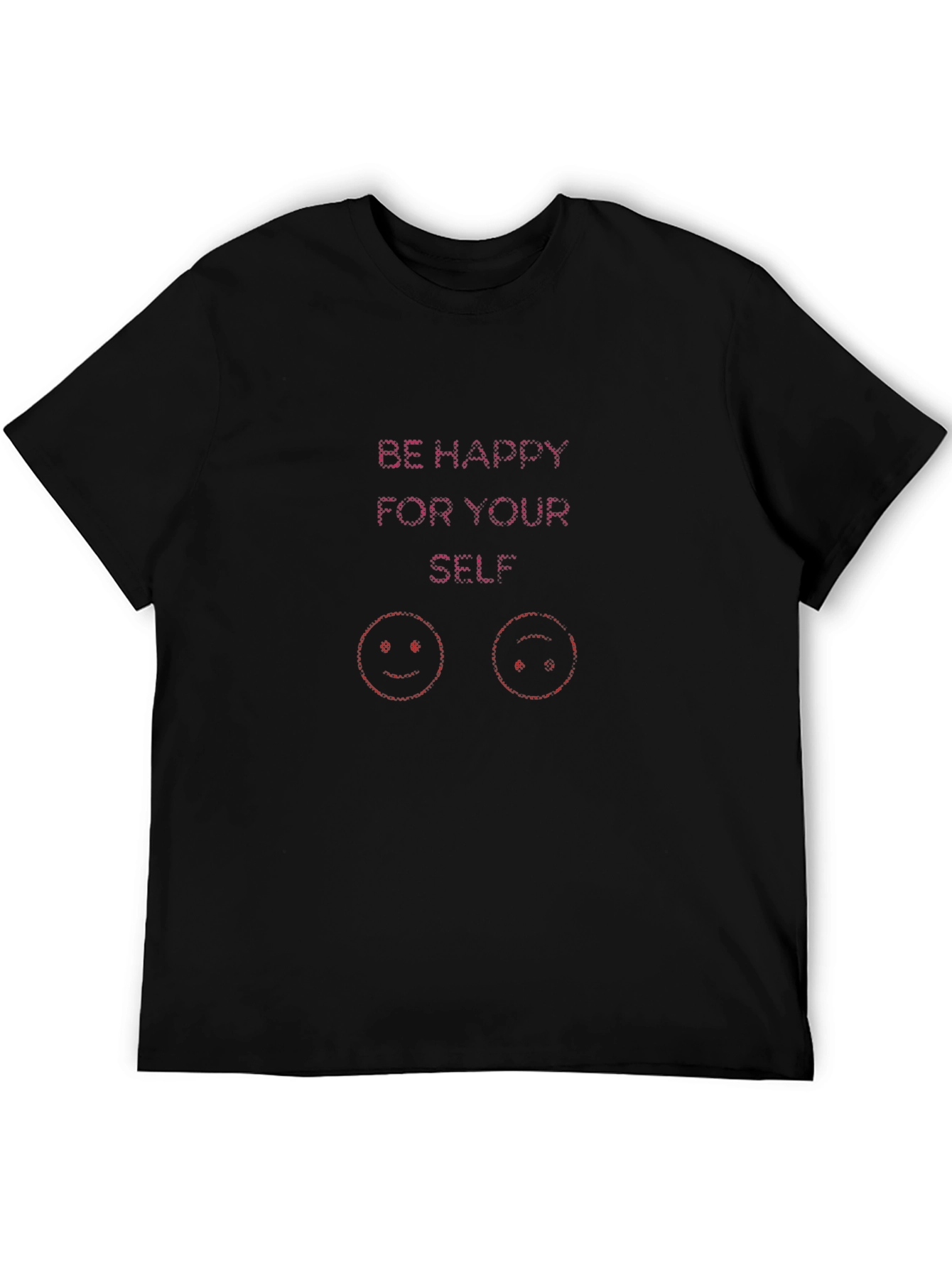Black Be Happy T-Shirt - Black Crew Neck Tee with Positive Message view 5