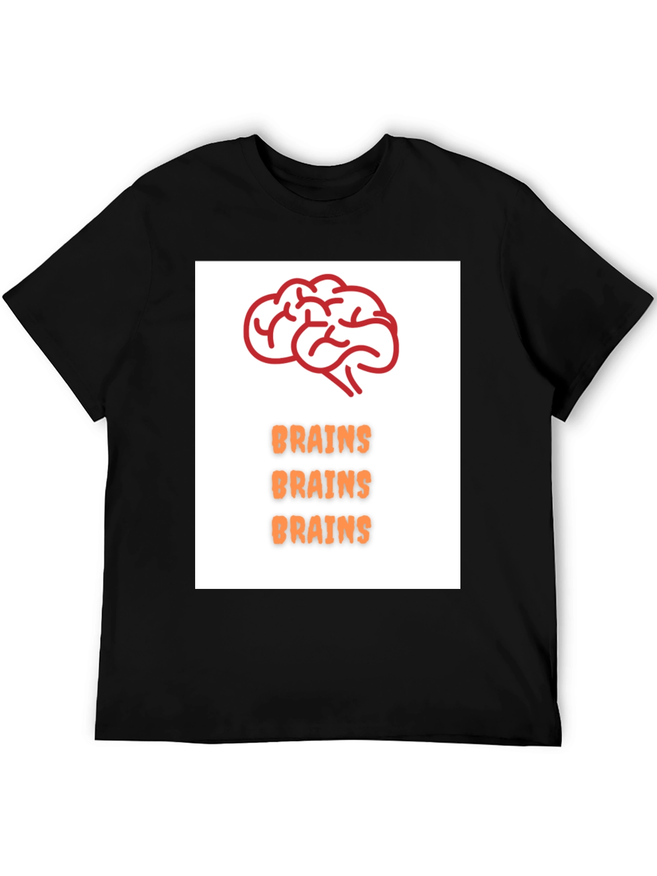 Black Brains T-Shirt - Black Crew Neck Tee view 5