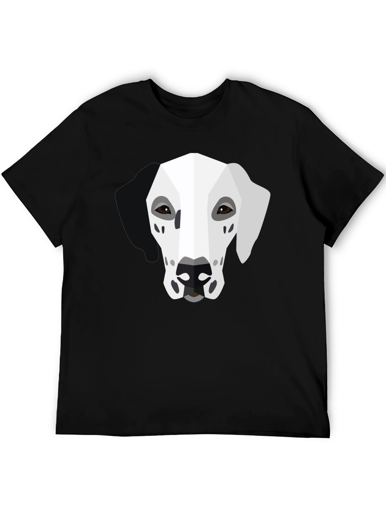 Black Geometric Dalmatian Graphic Tee - Unisex Black T-Shirt view 5