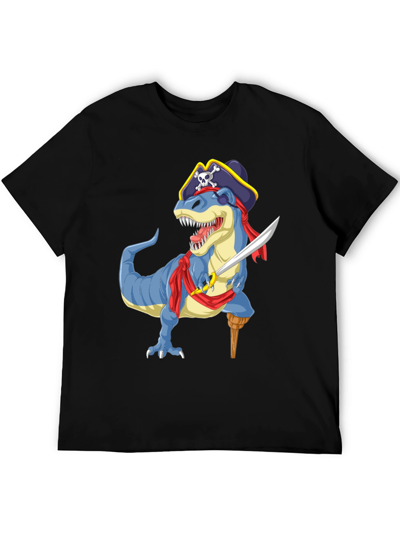 Black Pirate Dinosaur Graphic T-Shirt - Fun Novelty Tee view 5
