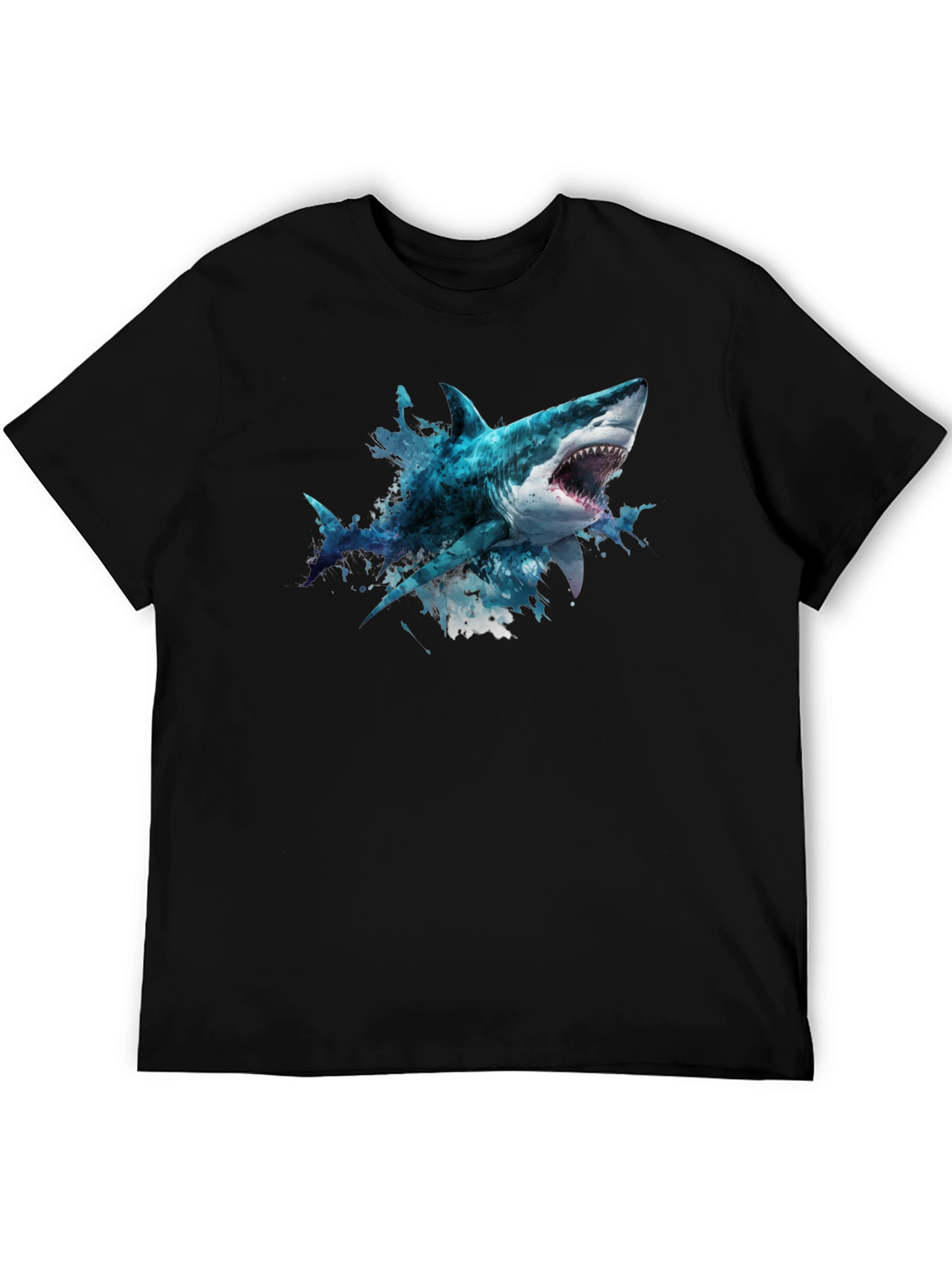 Black Shark Graphic Print Black T-Shirt view 5