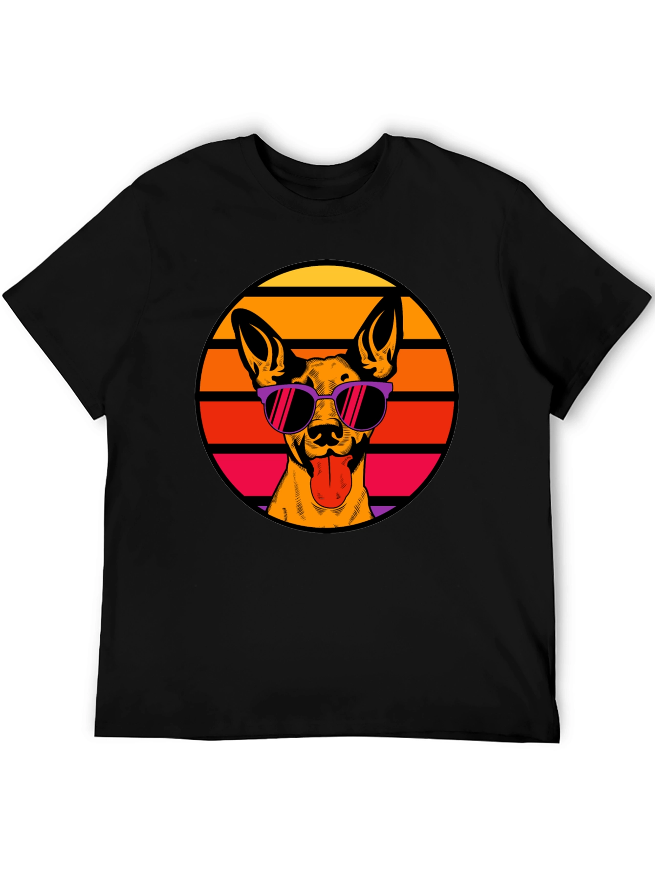 Black Cool Dog T-Shirt - Retro Style view 5