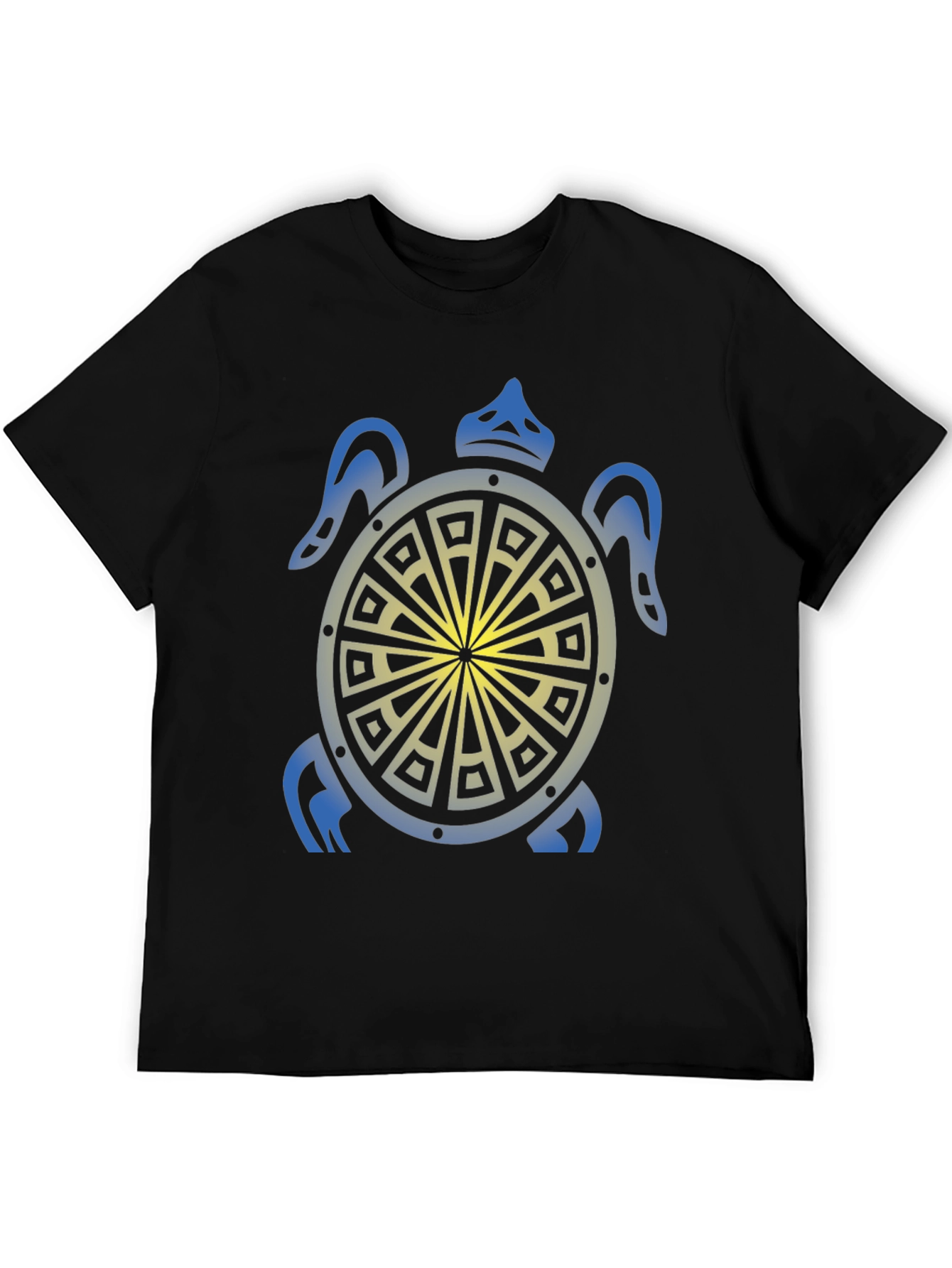 Black Turtle Graphic Tee - Black Tribal Design Shirt view 5