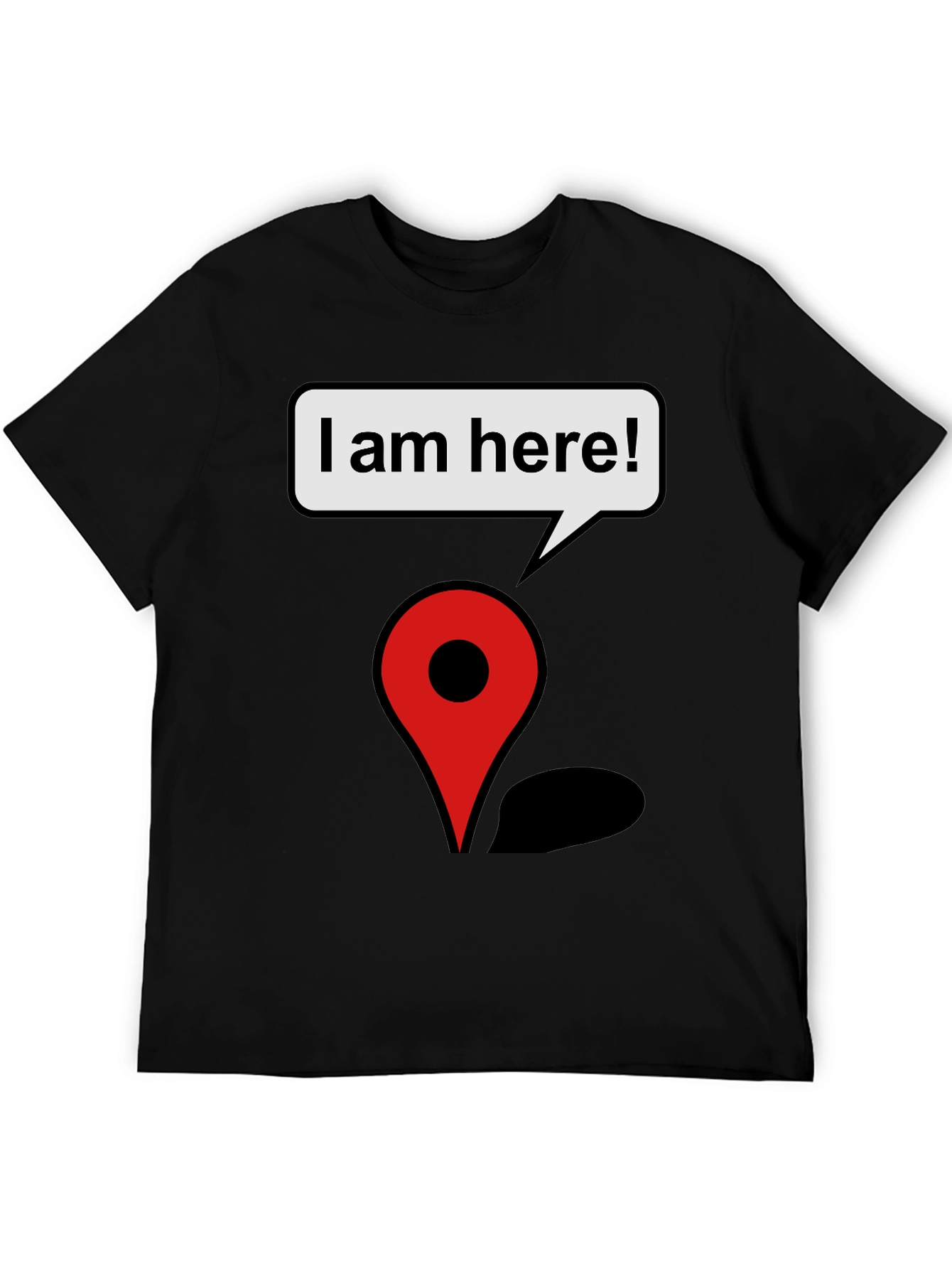 Black I am Here! Graphic Print T-Shirt view 5