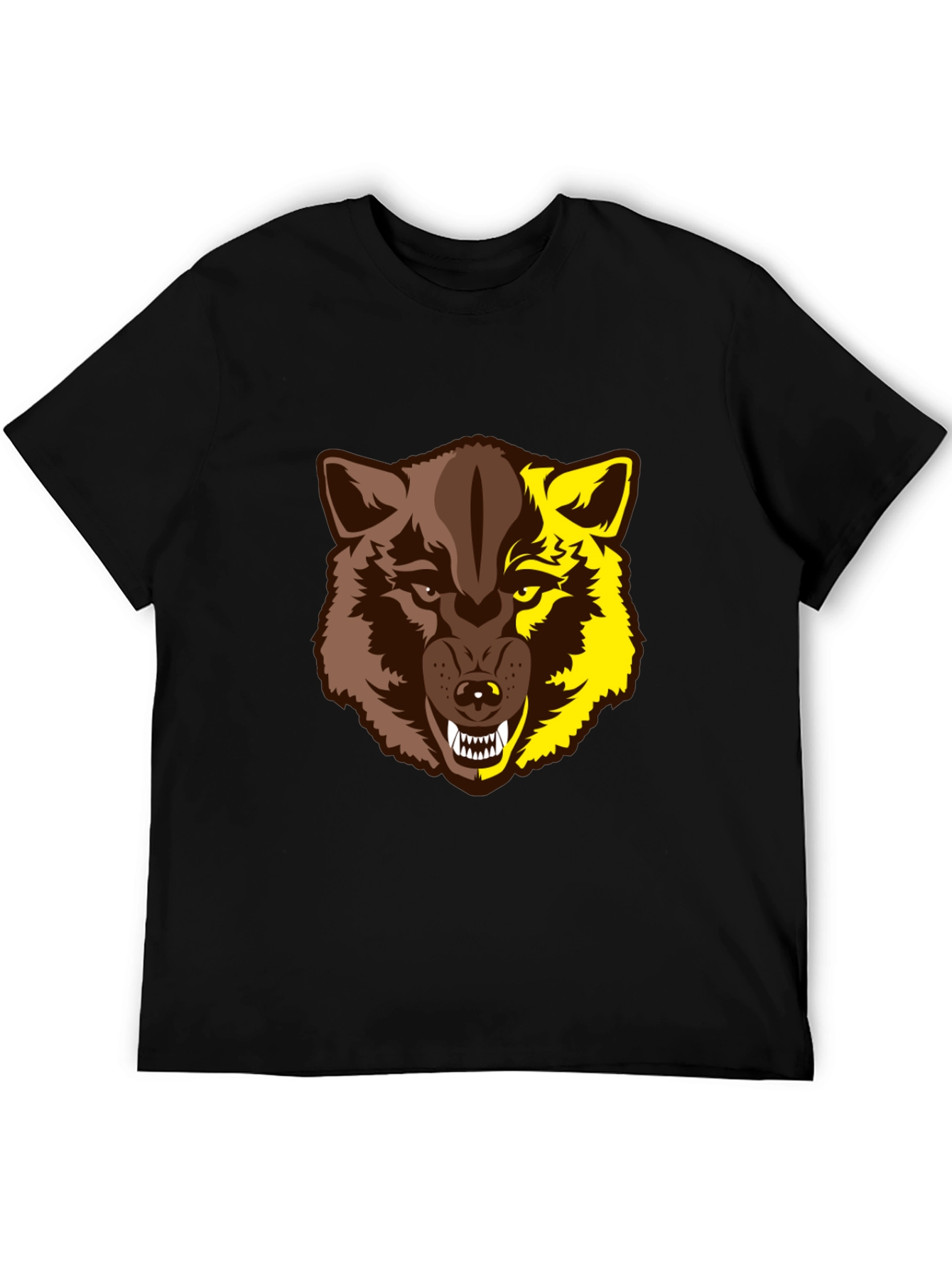 Black Wolf Graphic Tee - Two-Tone Beast Design view 5