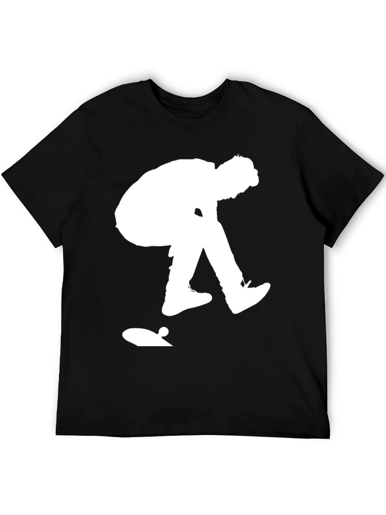 Black Skateboarder Graphic Tee - Black Cotton Casual Shirt view 5
