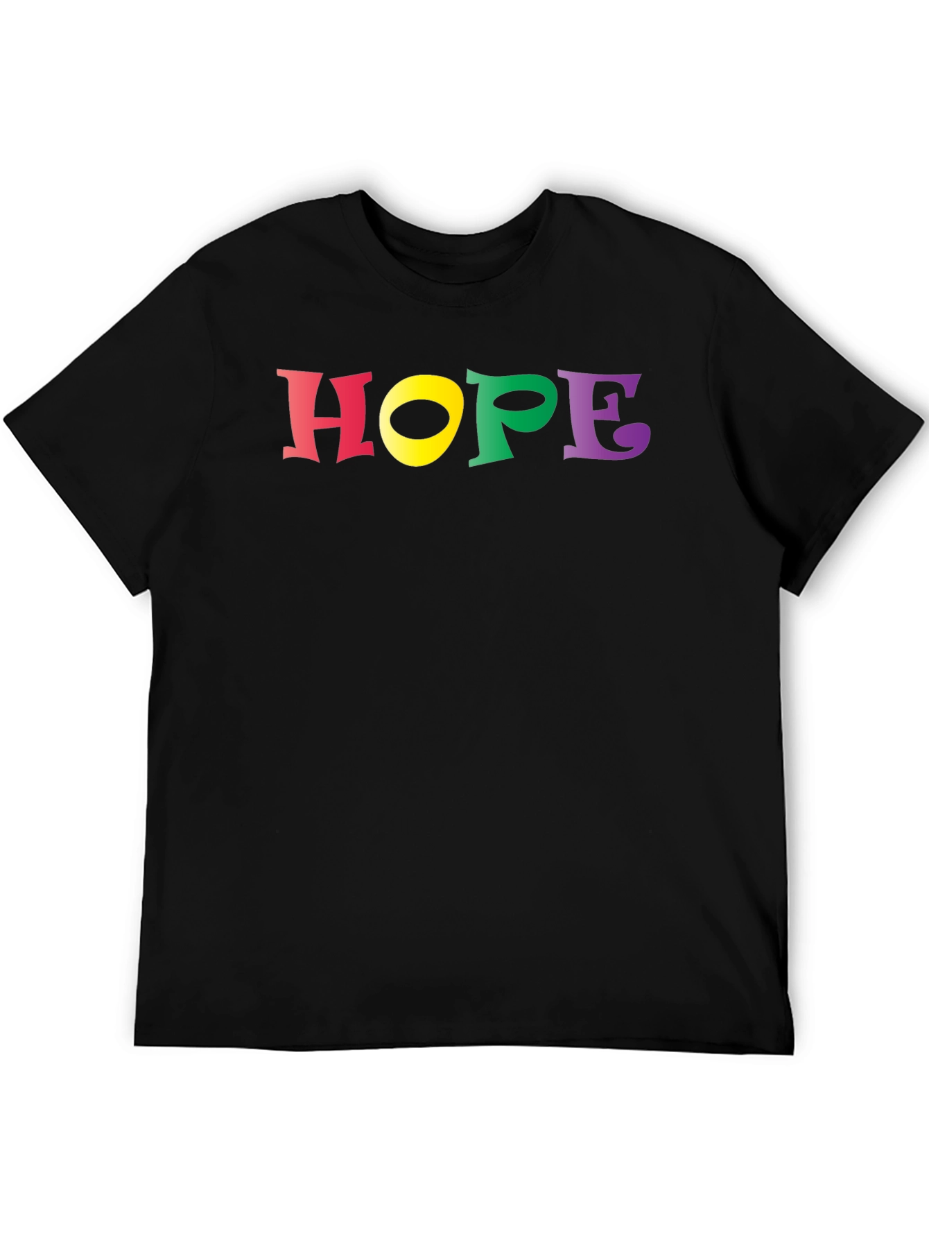 Black Colorful 'Hope' Graphic Black T-Shirt view 5