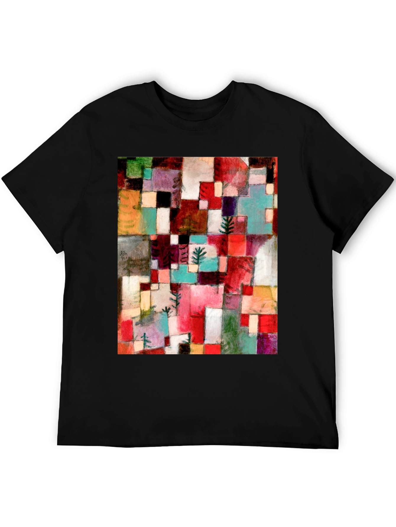 Black Abstract Art T-Shirt: Geometric Design view 5