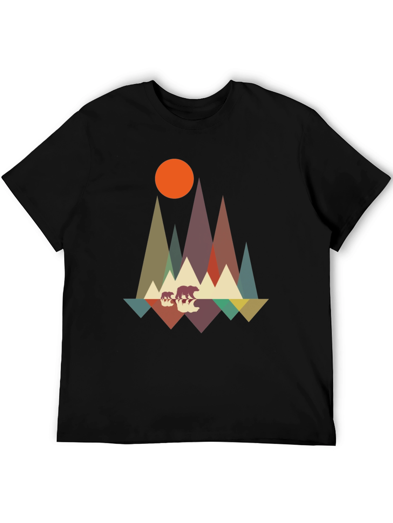 Black Retro Bear Mountain Graphic Tee view 5