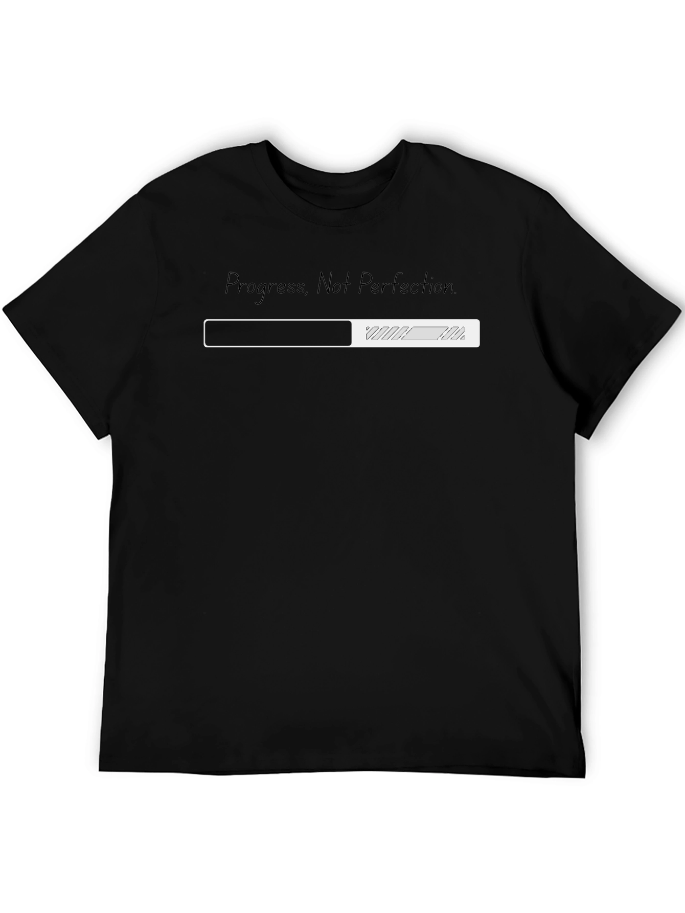Black Progress Not Perfection Tee - Motivational Graphic Shirt view 5