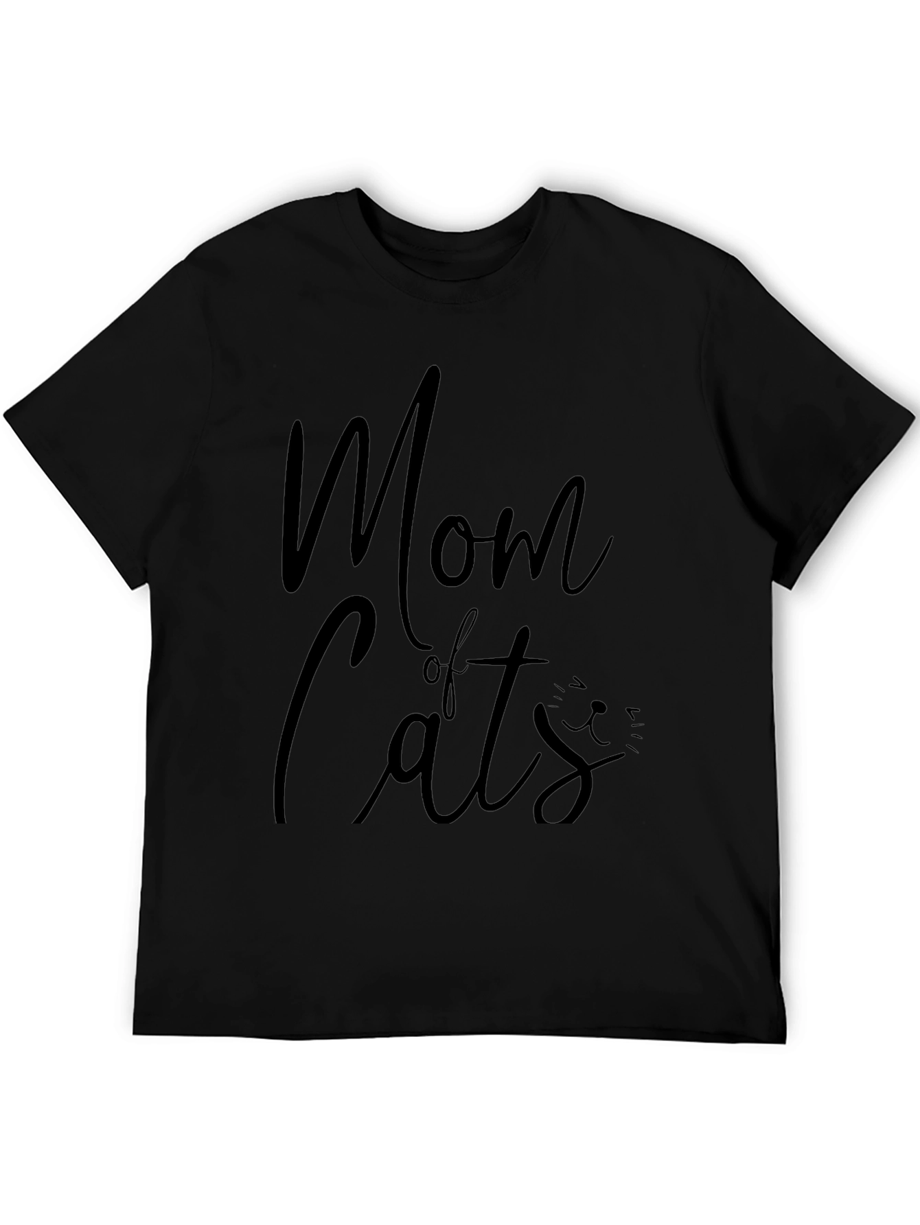 Black Mom of Cats Black Graphic T-Shirt view 5