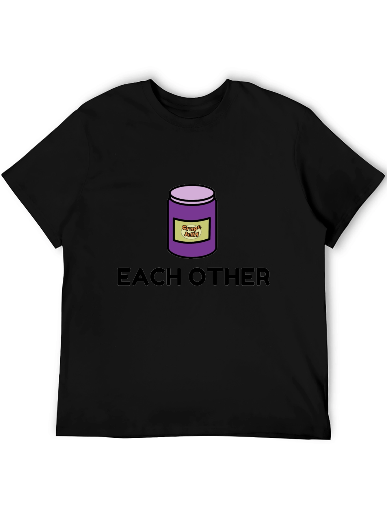 Black Funny "Grape Jelly Each Other" Black Graphic T-Shirt view 5