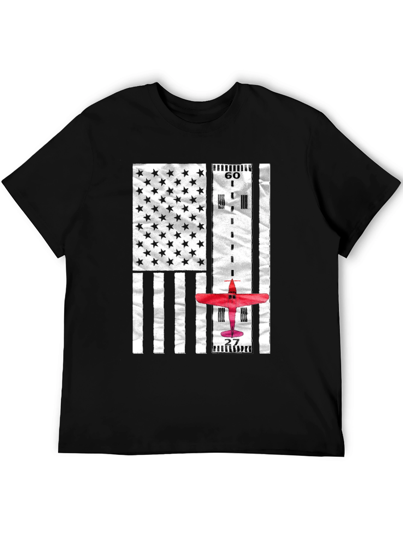 Black Aviator American Flag Runway T-Shirt view 5