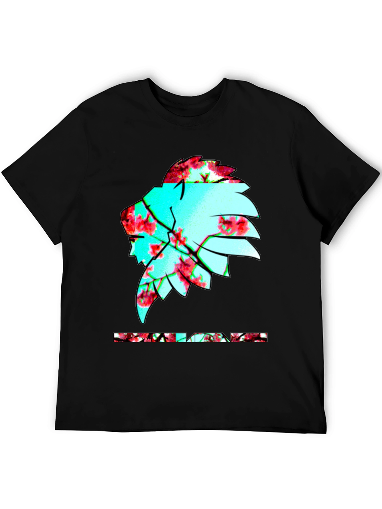 Black Floral Indian Chief Graphic Print Black T-Shirt view 5