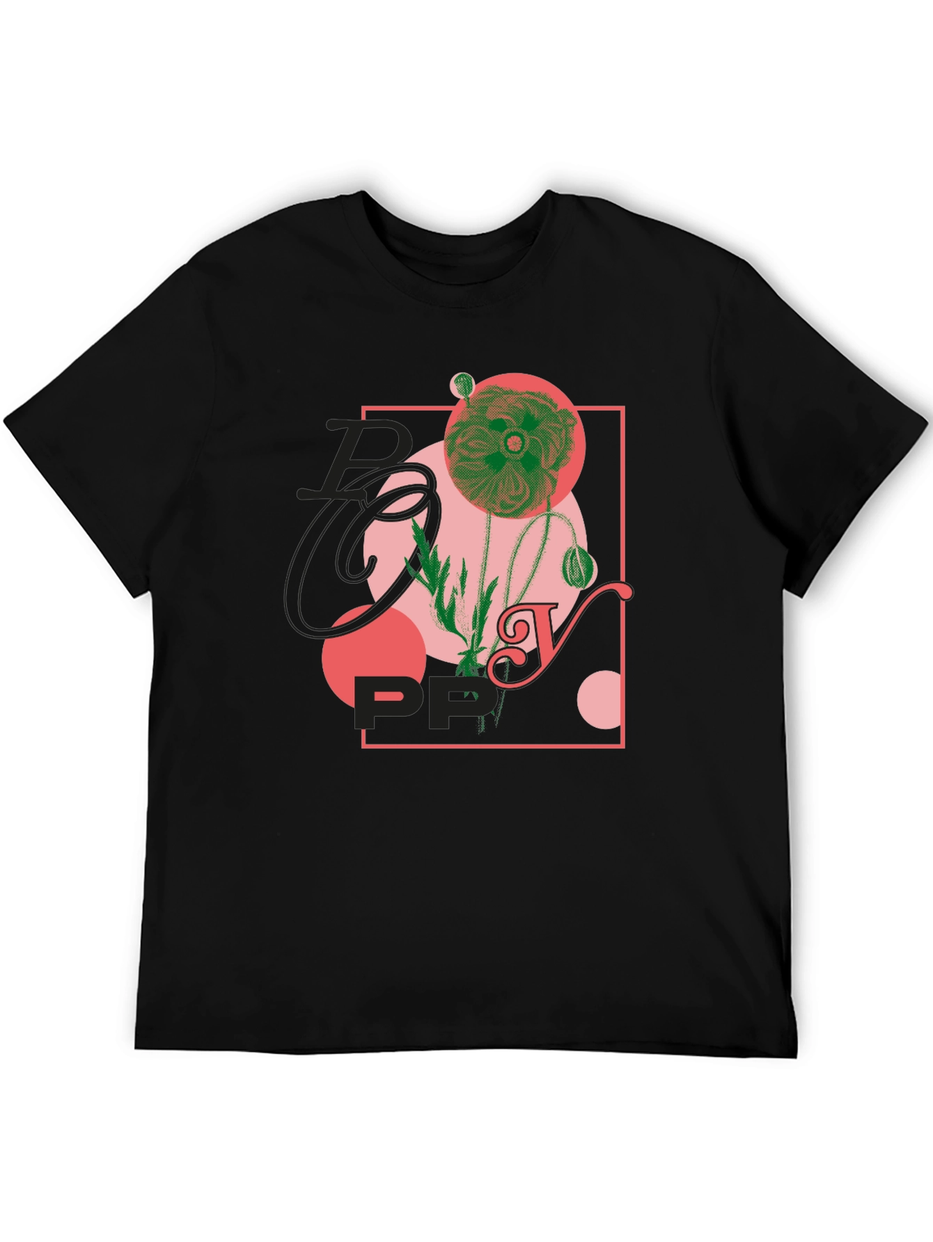 Black Floral Graphic Print Black T-Shirt view 5