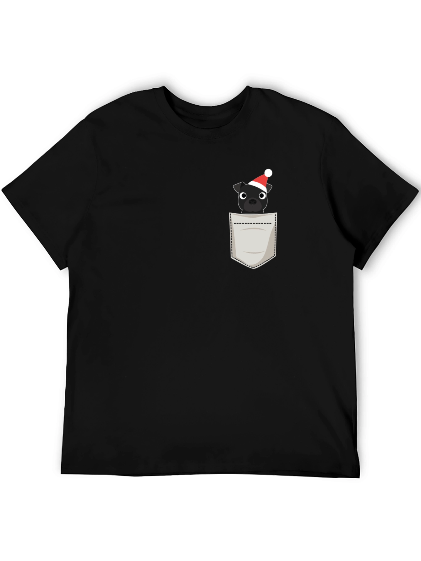 Black Festive Pocket Pup Tee - Black Cotton Blend view 5