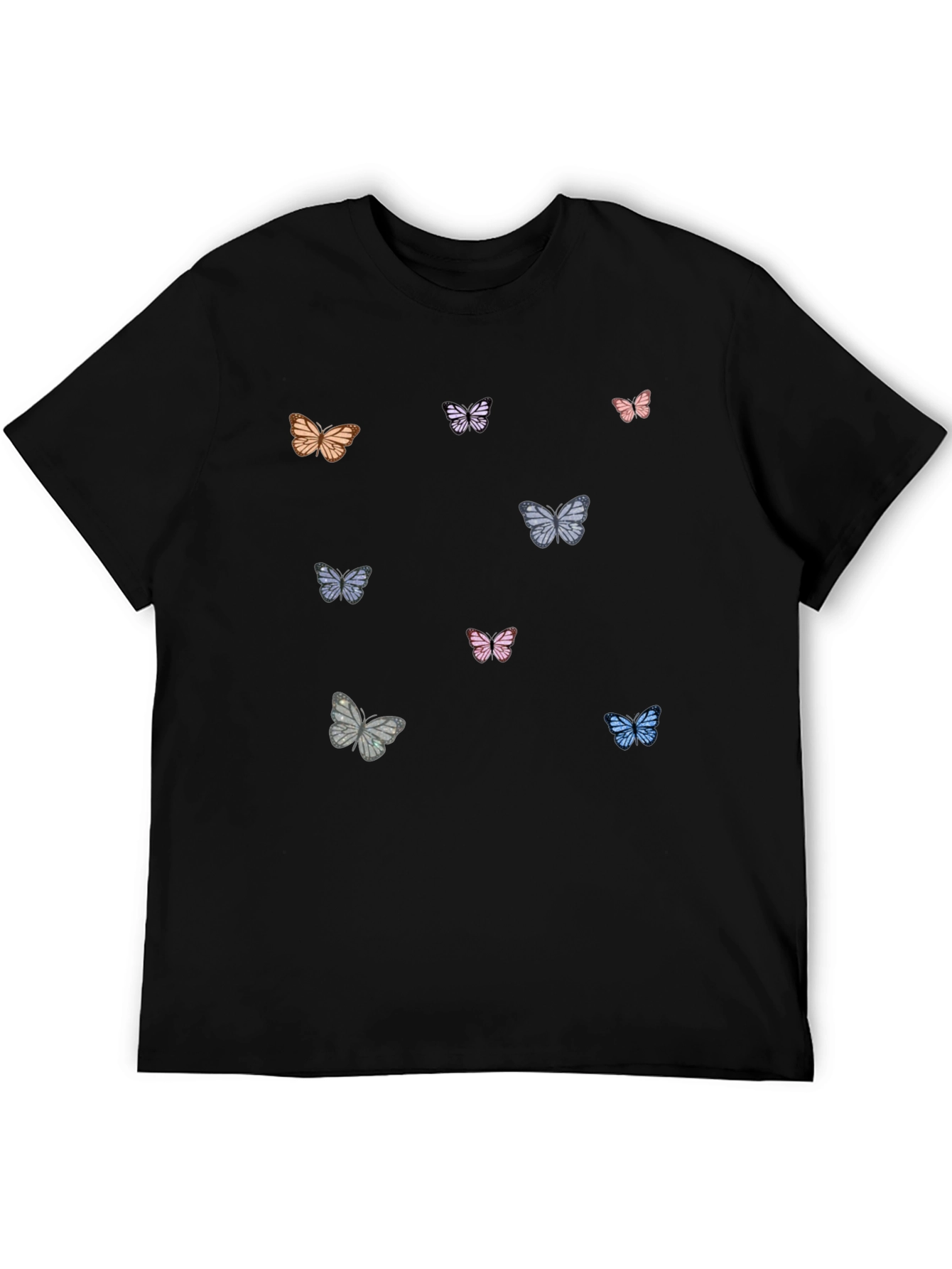 Butterfly Print Black T-Shirt - 5
