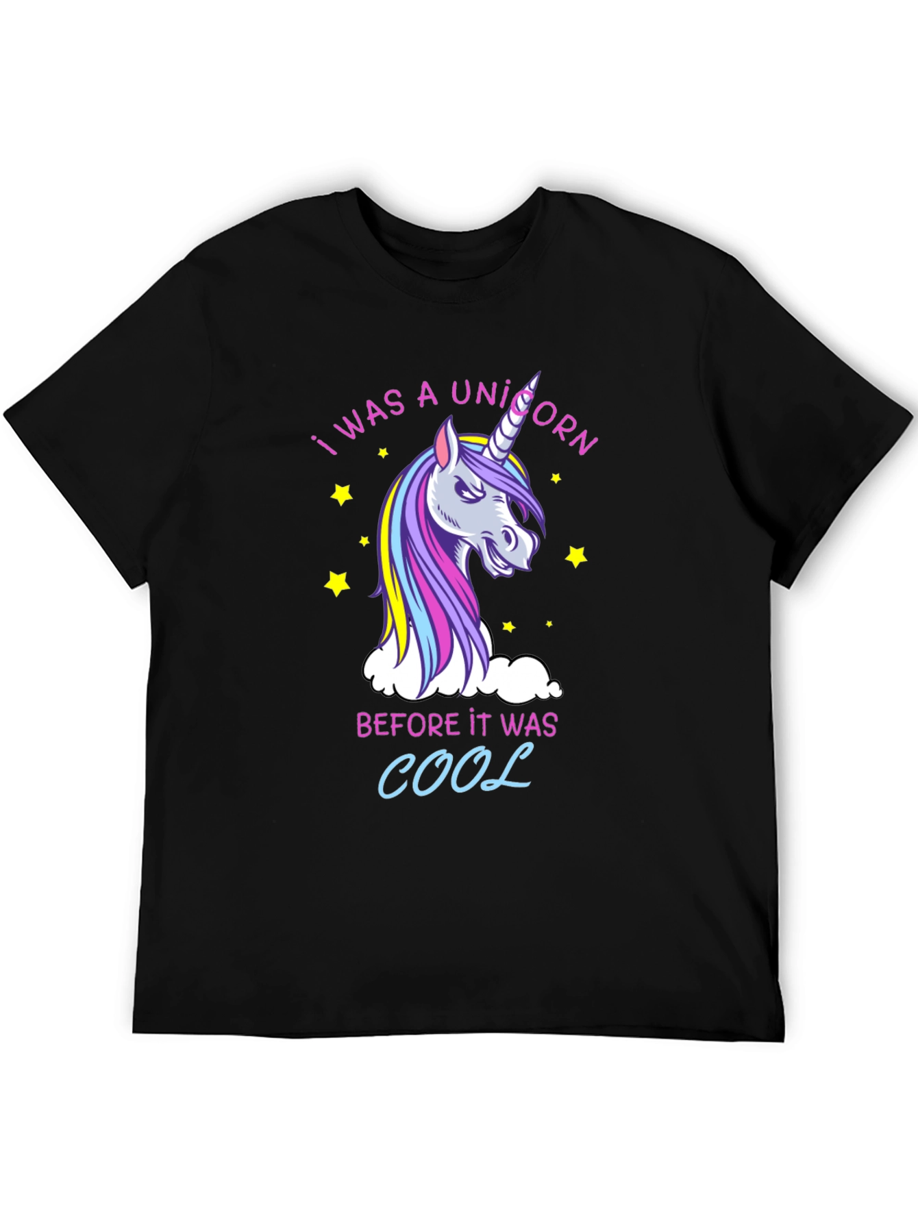 Black I Was a Unicorn T-Shirt - Funny Graphic Tee view 5